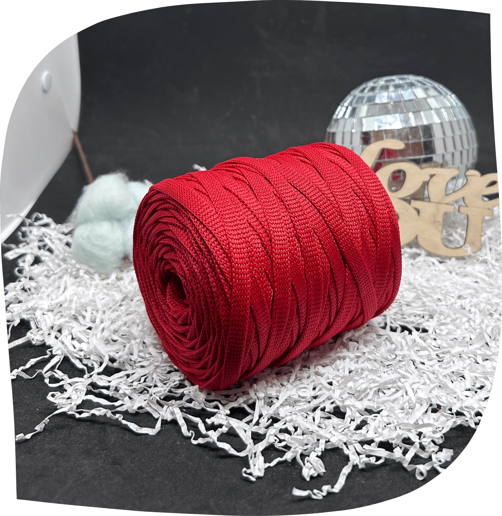 Шнур ПЭ вязаный плоский 7 мм, 200г, 60м,  4027 – красный