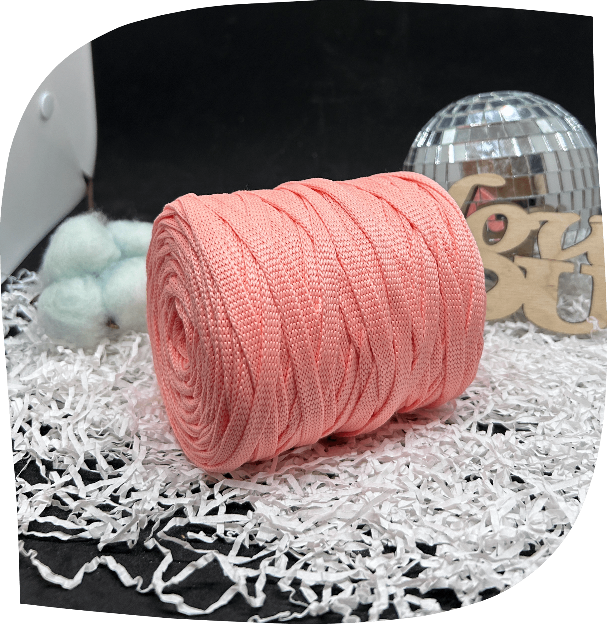 Шнур ПЭ вязаный плоский 7 мм, 200г, 60м,  4026 – розовый