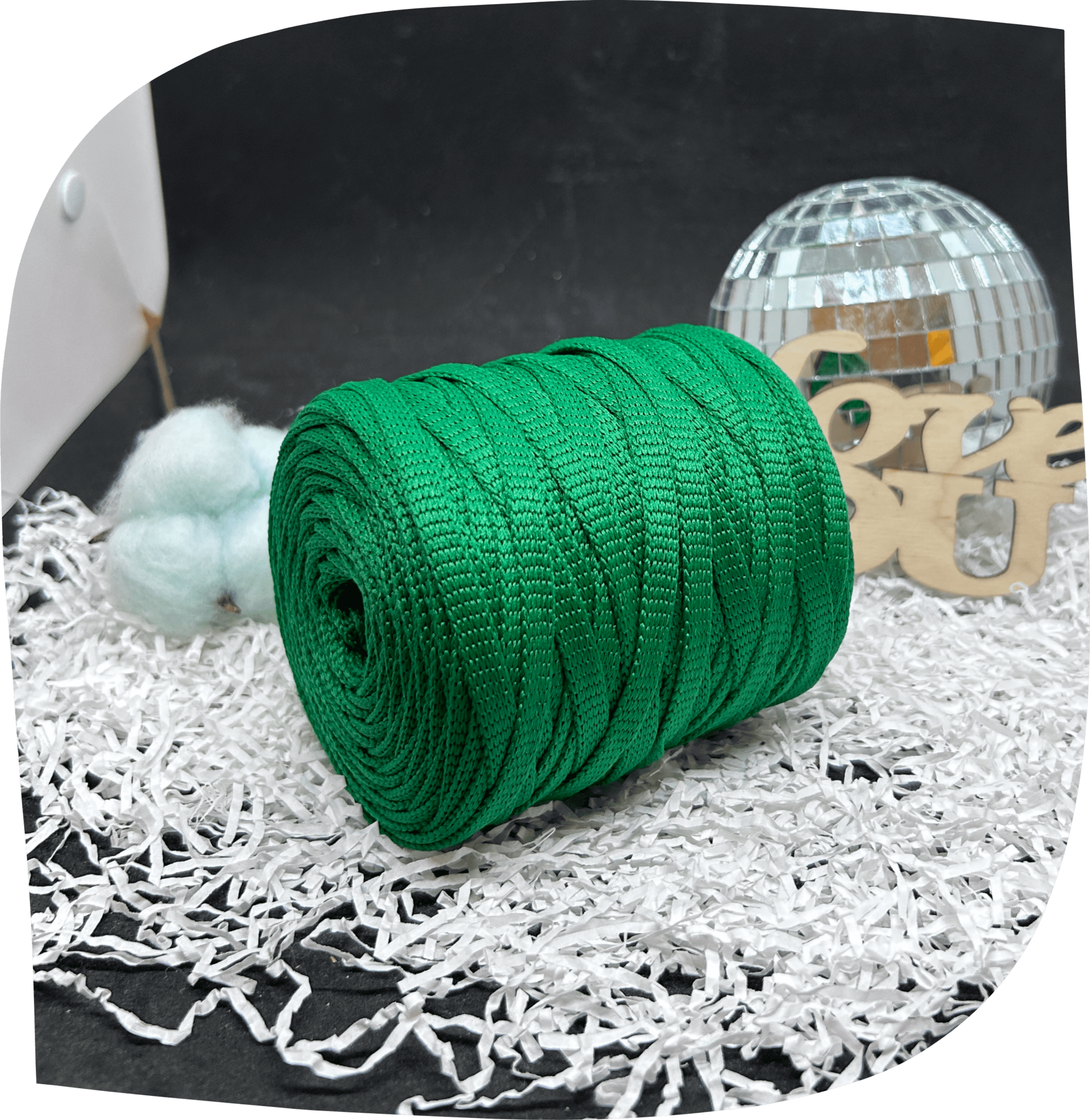 Шнур ПЭ вязаный плоский 7 мм, 200г, 60м,  4025 – зеленый