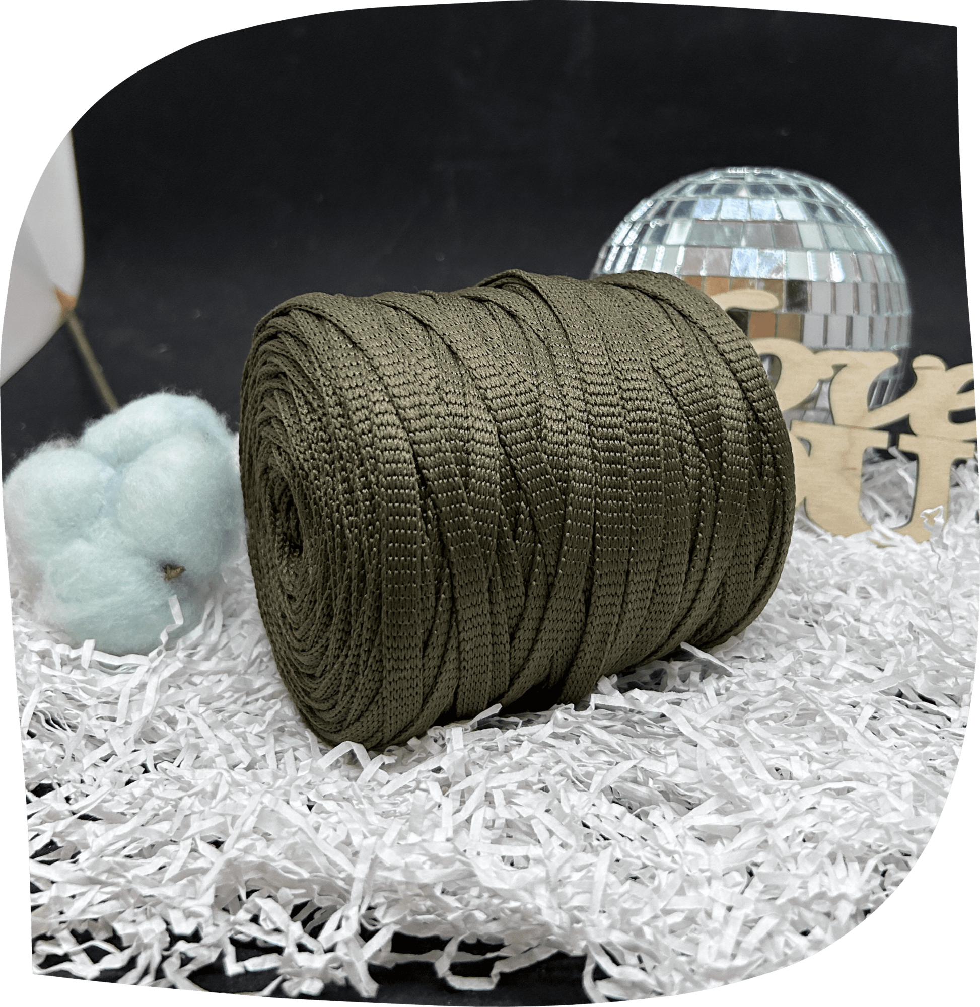 Шнур ПЭ вязаный плоский 7 мм, 200г, 60м,  4024 – олива