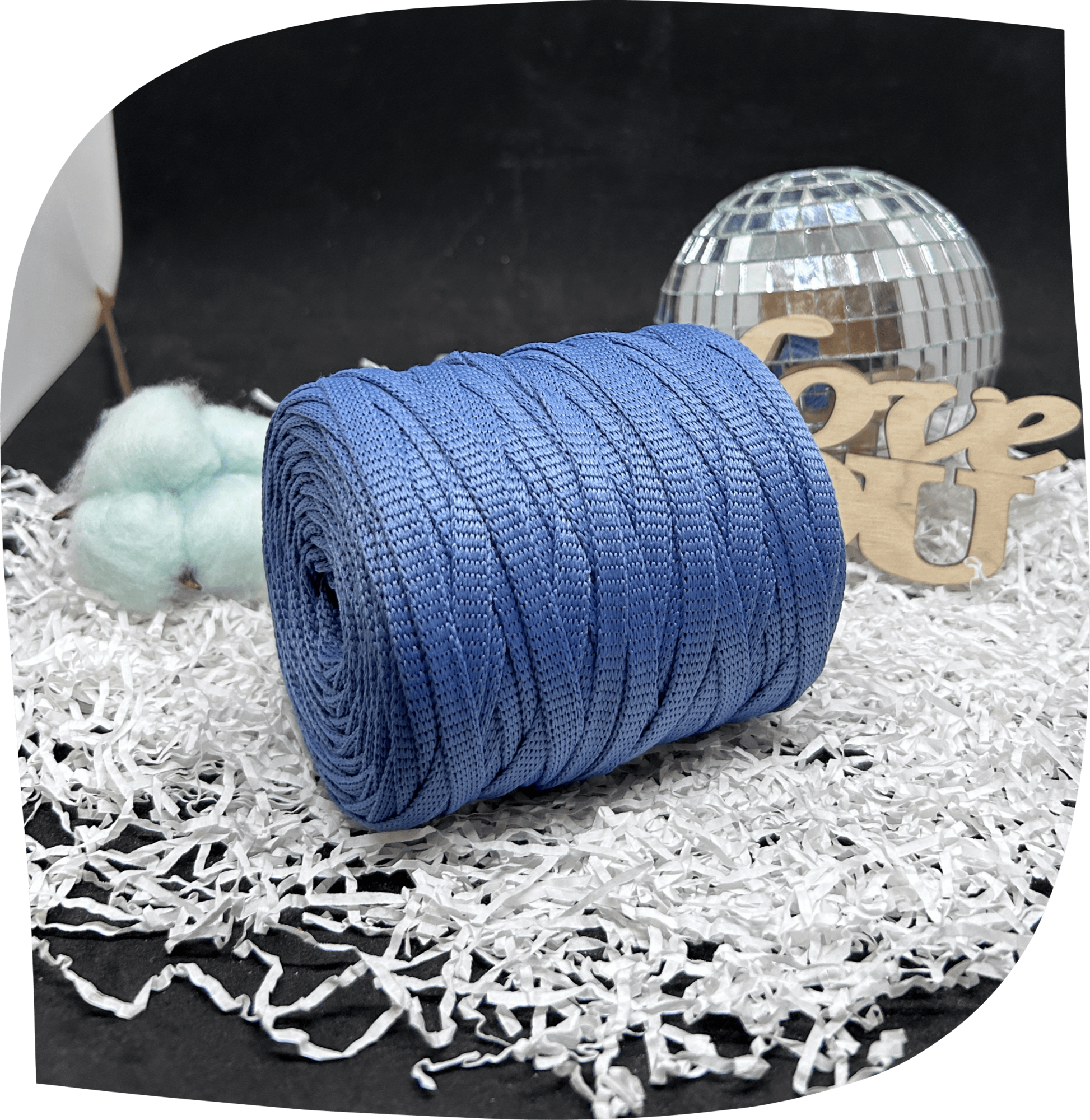 Шнур ПЭ вязаный плоский 7 мм, 200г, 60м,  4017 – серо-голубой