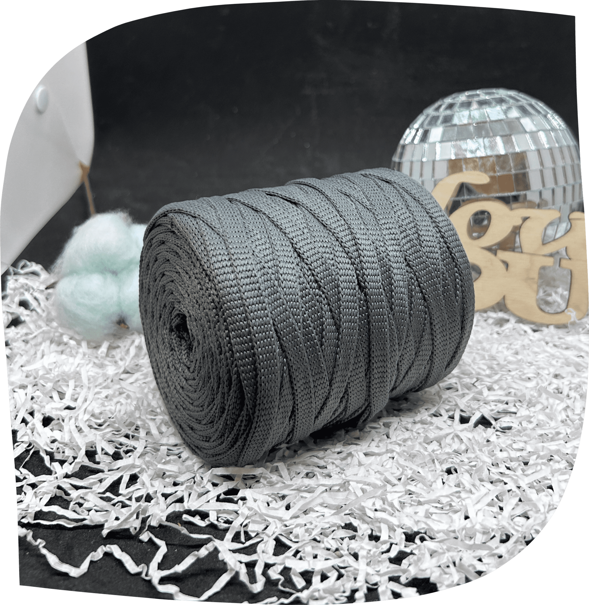 Шнур ПЭ вязаный плоский 7 мм, 200г, 60м,  4016 – сталь