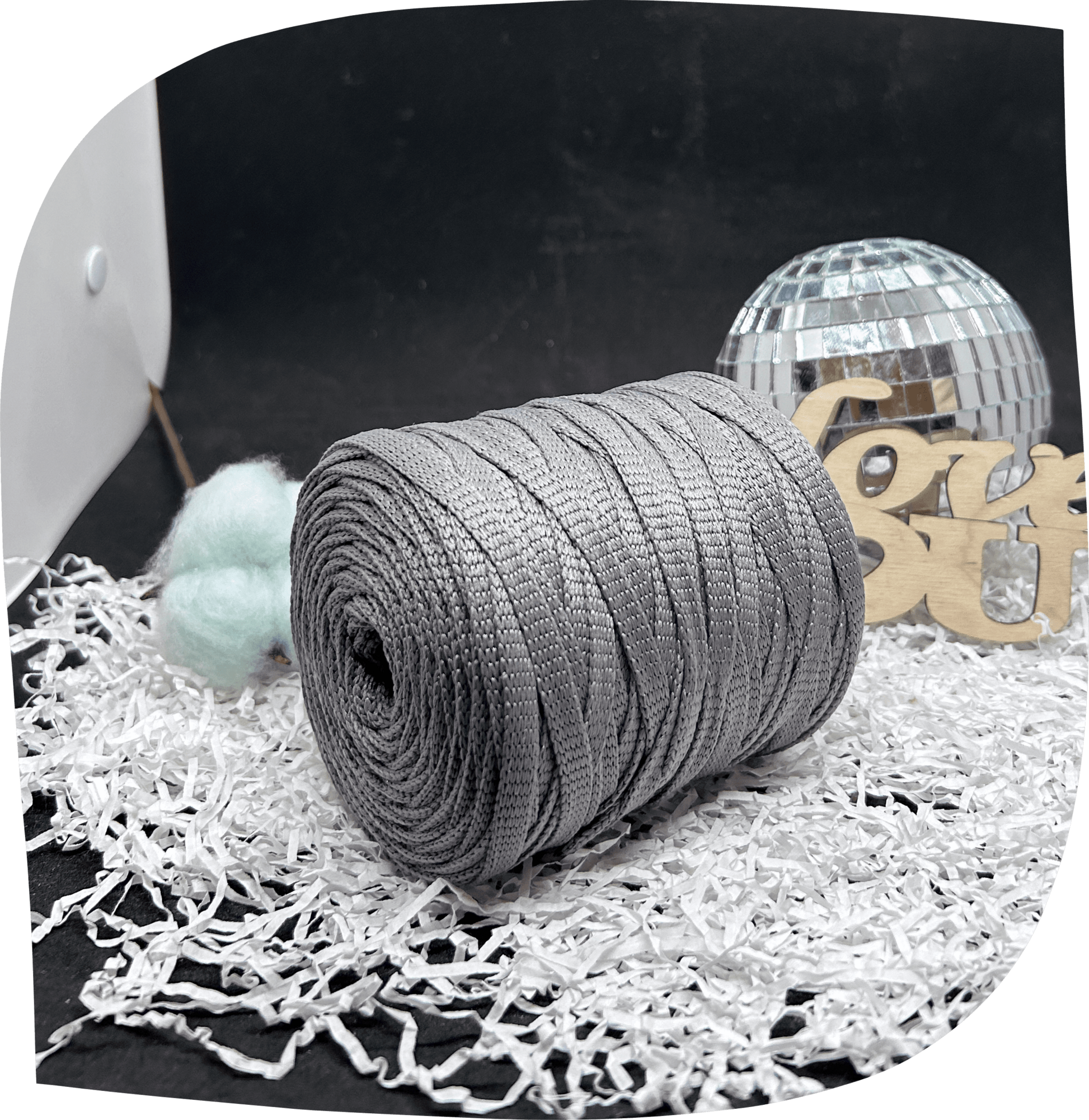 Шнур ПЭ вязаный плоский 7 мм, 200г, 60м,  4015 – серый