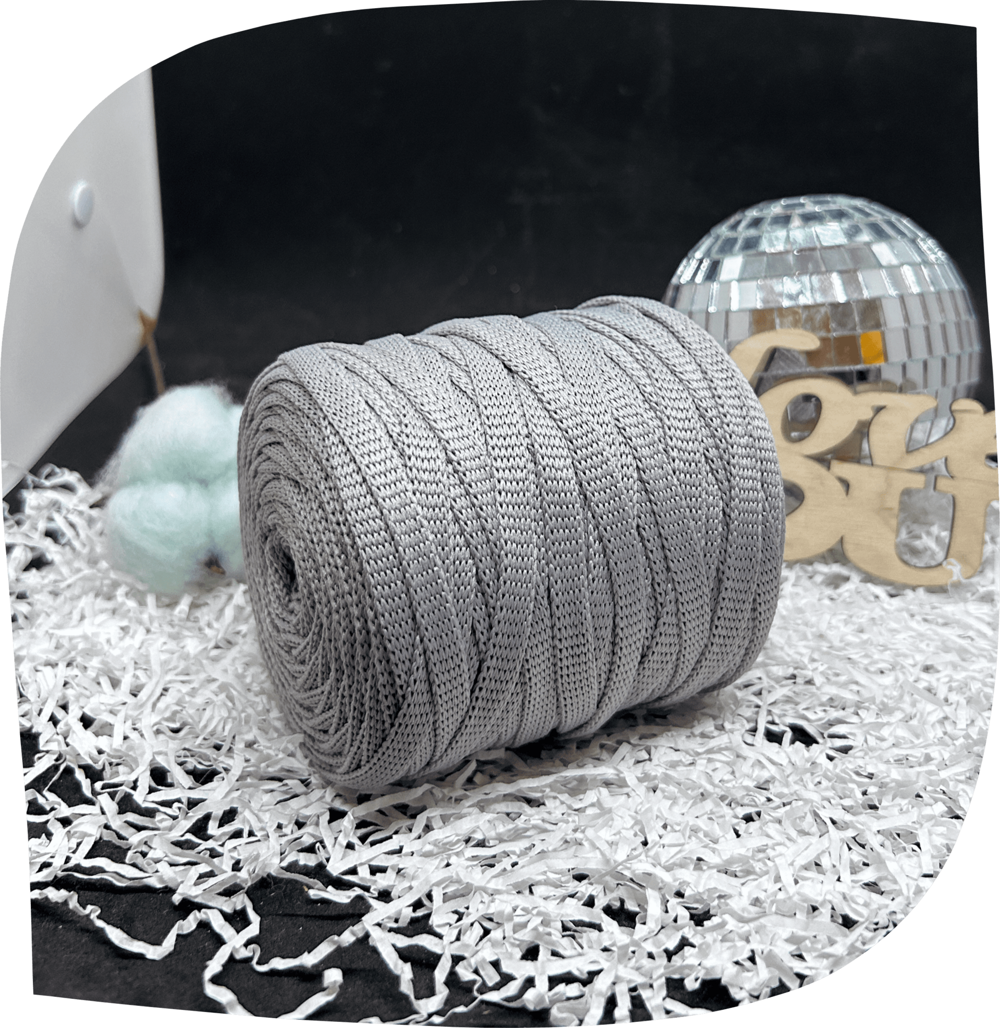 Шнур ПЭ вязаный плоский 7 мм, 200г, 60м,  4014 – светло-серый