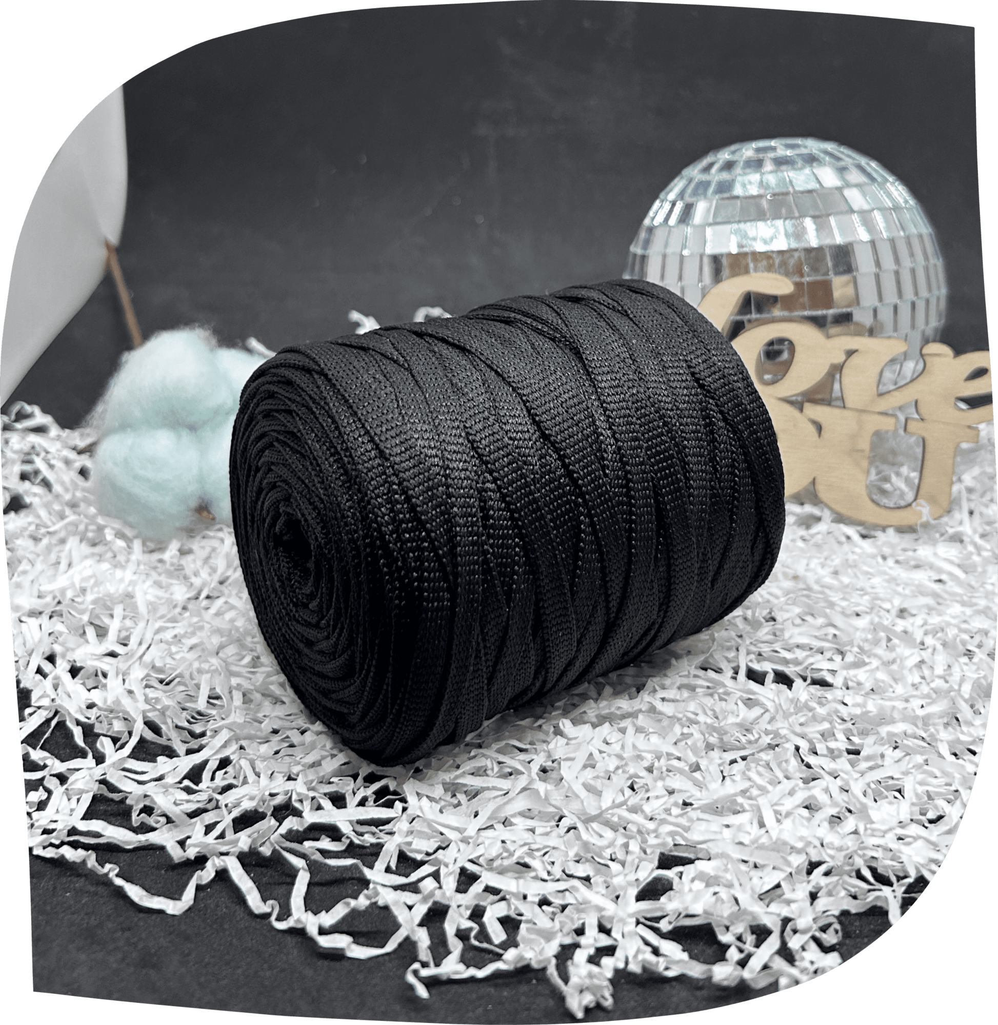 Шнур ПЭ вязаный плоский 7 мм, 200г, 60м,  4013 – черный