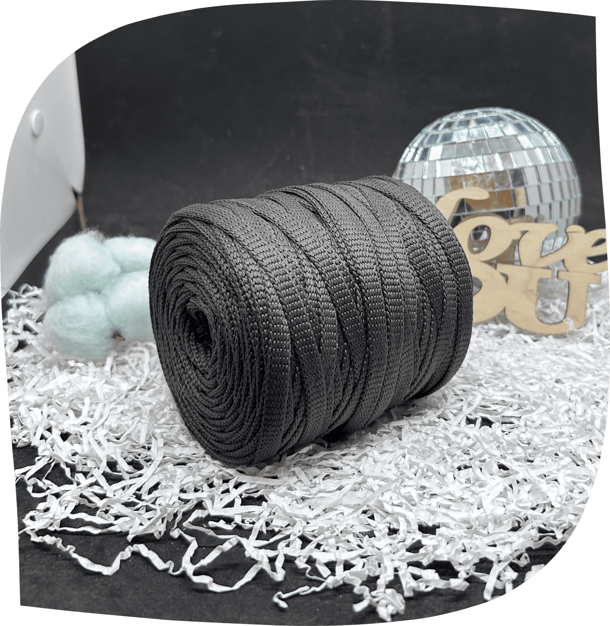 Шнур ПЭ вязаный плоский 7 мм, 200г, 60м,  4012 – темно-серый