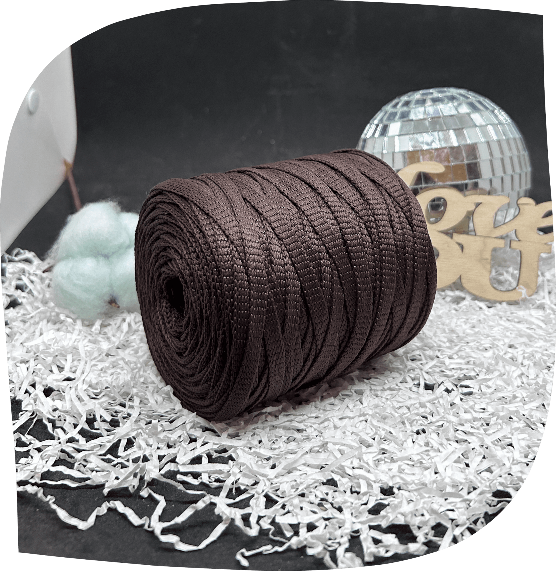 Шнур ПЭ вязаный плоский 7 мм, 200г, 60м,  4011 – шоколад