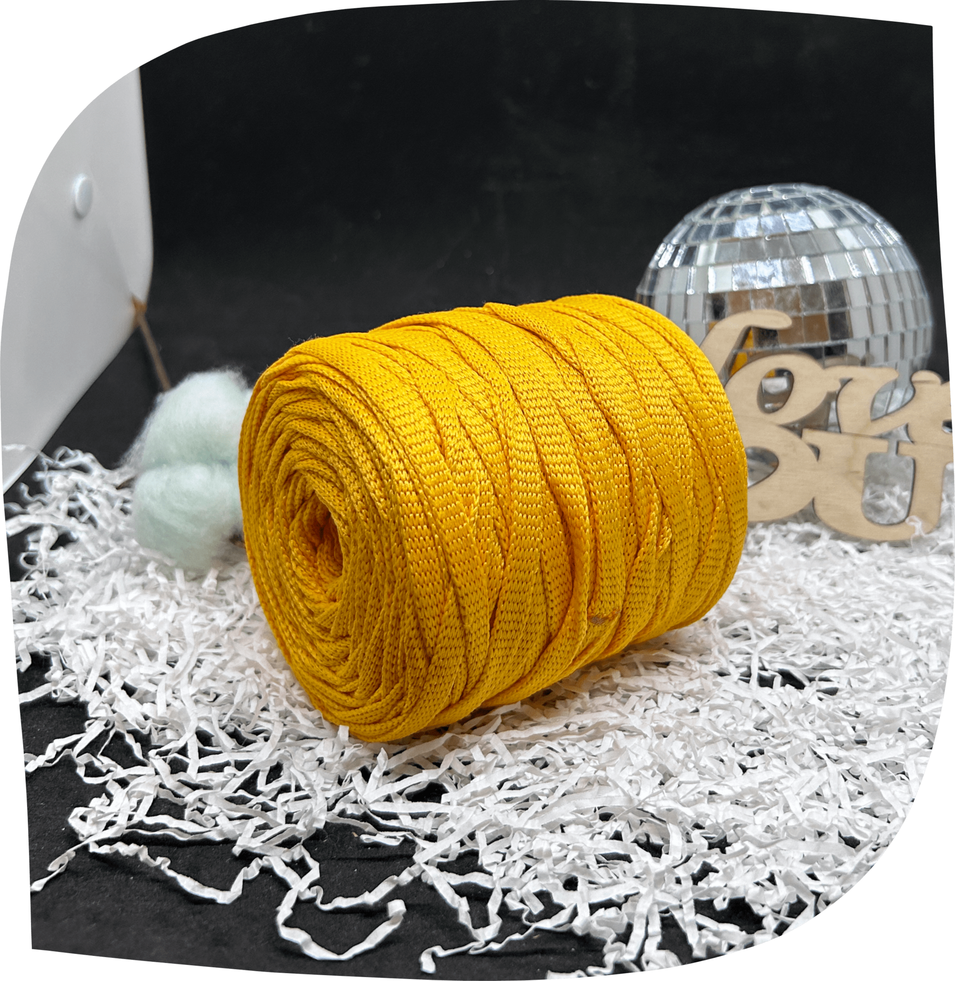 Шнур ПЭ вязаный плоский 7 мм, 200г, 60м,  4008 – желтый