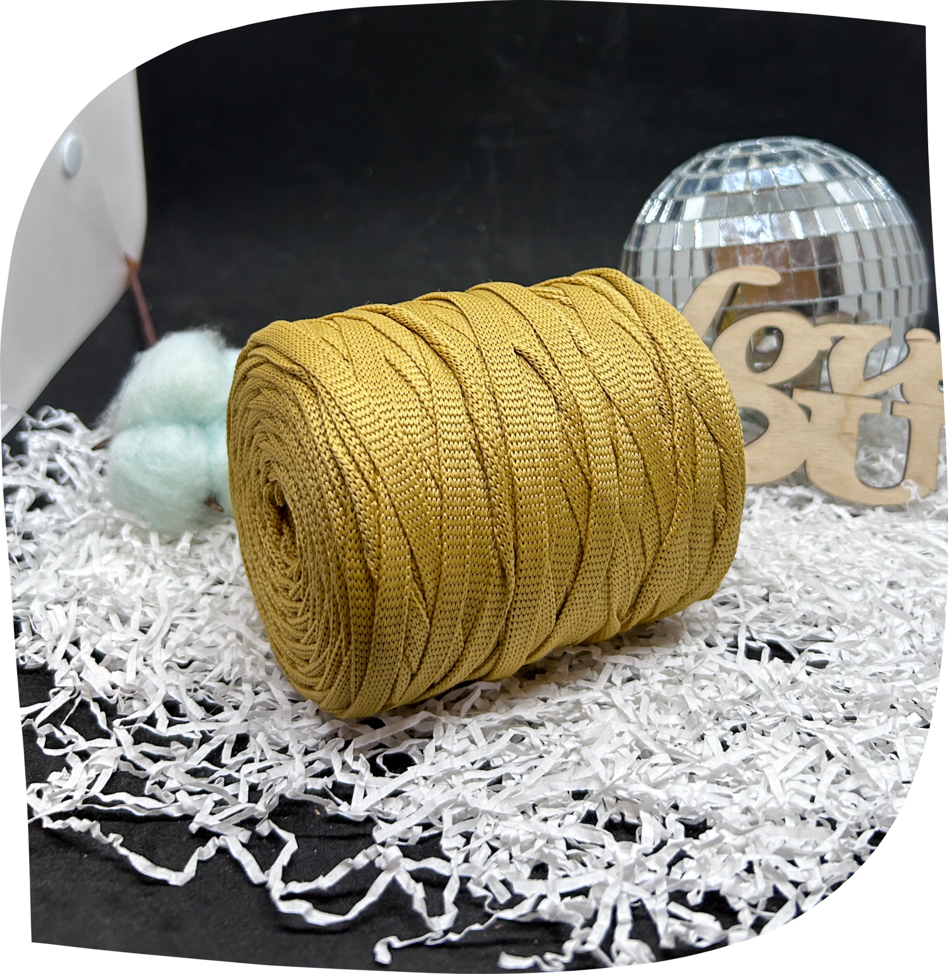 Шнур ПЭ вязаный плоский 7 мм, 200г, 60м,  4007 – золотой