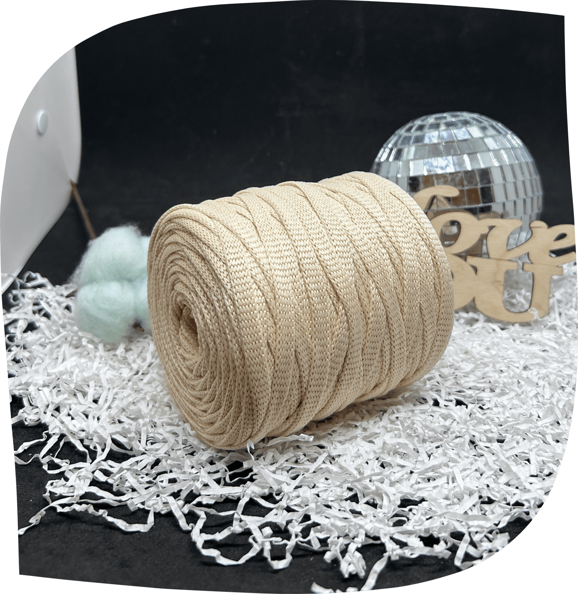 Шнур ПЭ вязаный плоский 7 мм, 200г, 60м,  4004 – бежевый