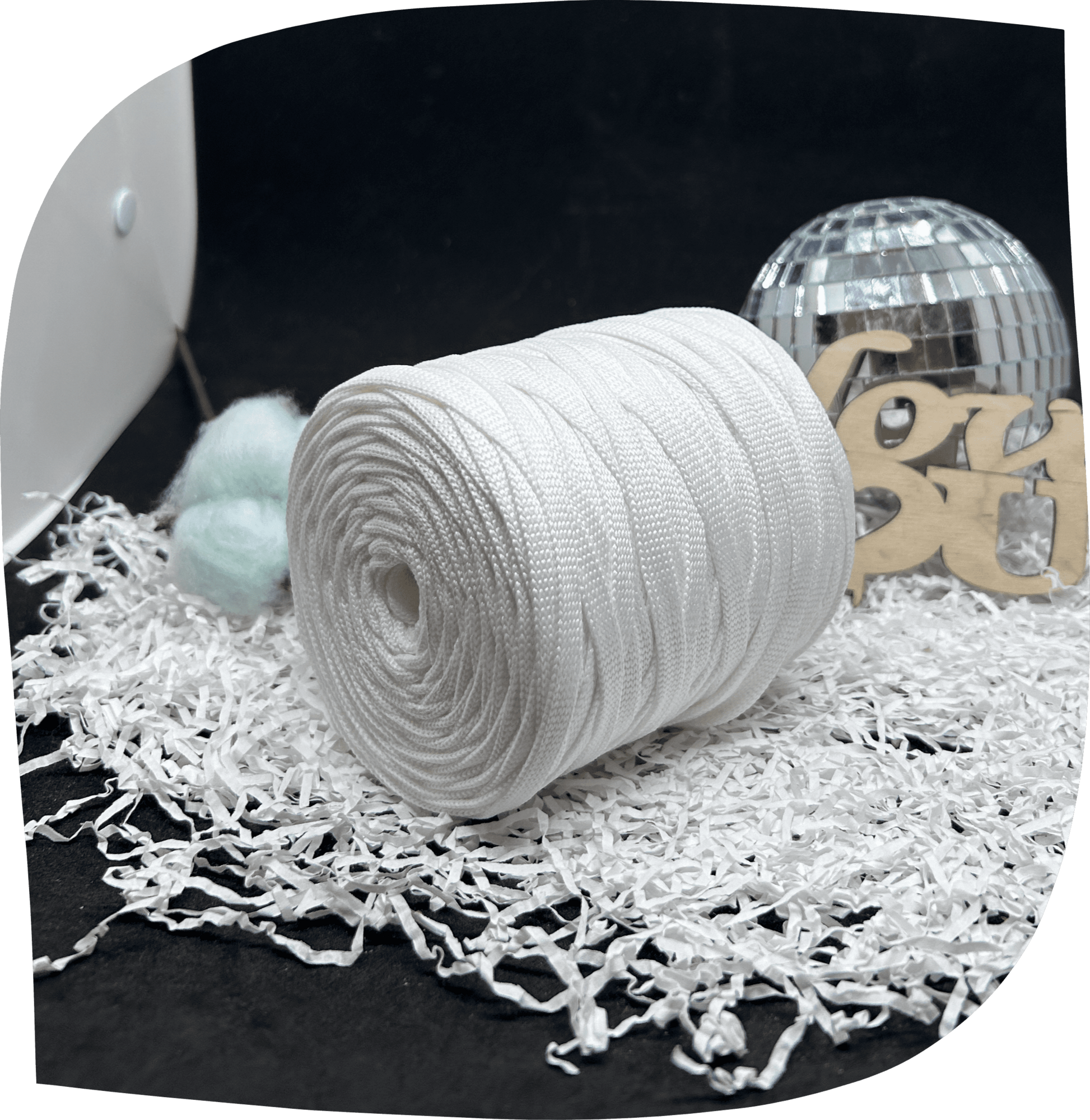 Шнур ПЭ вязаный плоский 7 мм, 200г, 60м,  4001 – белый