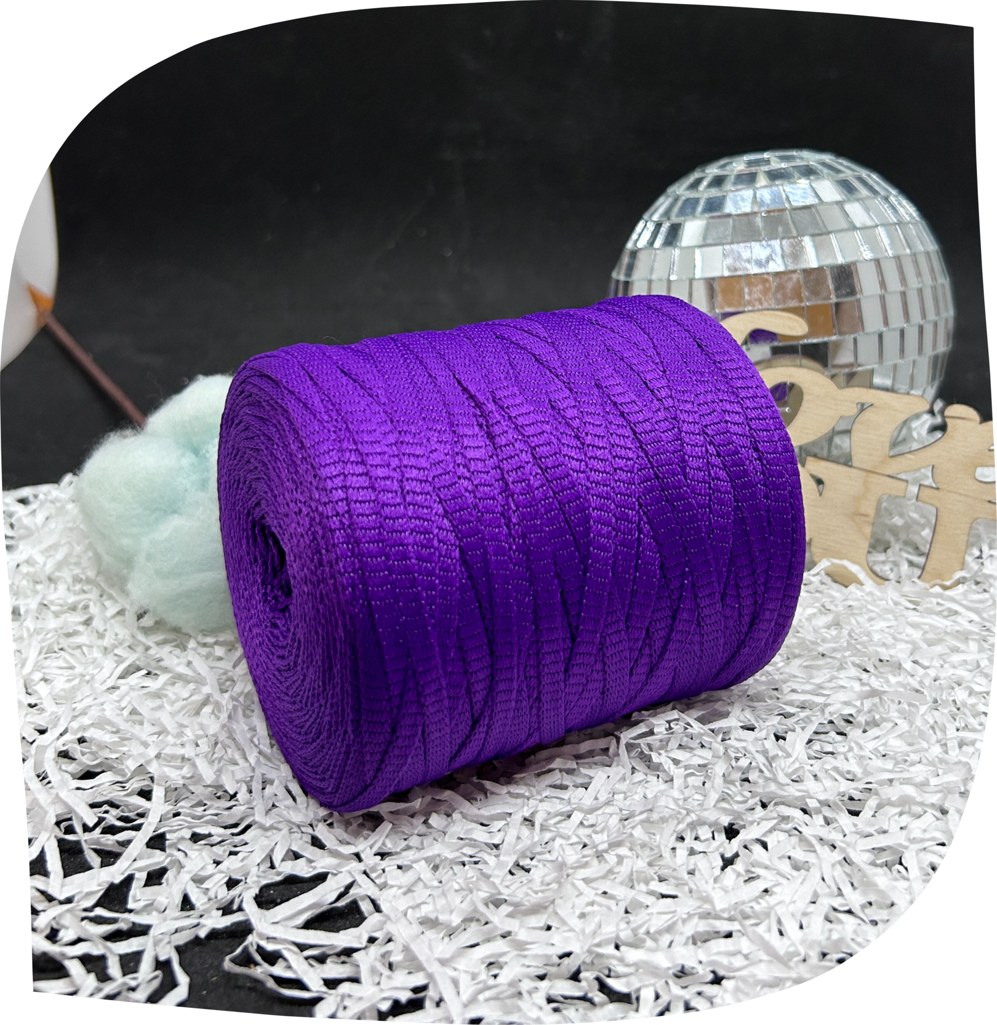 Шнур ПЭ вязаный плоский 5 мм, 200г, 140м,  3030 – сиреневый