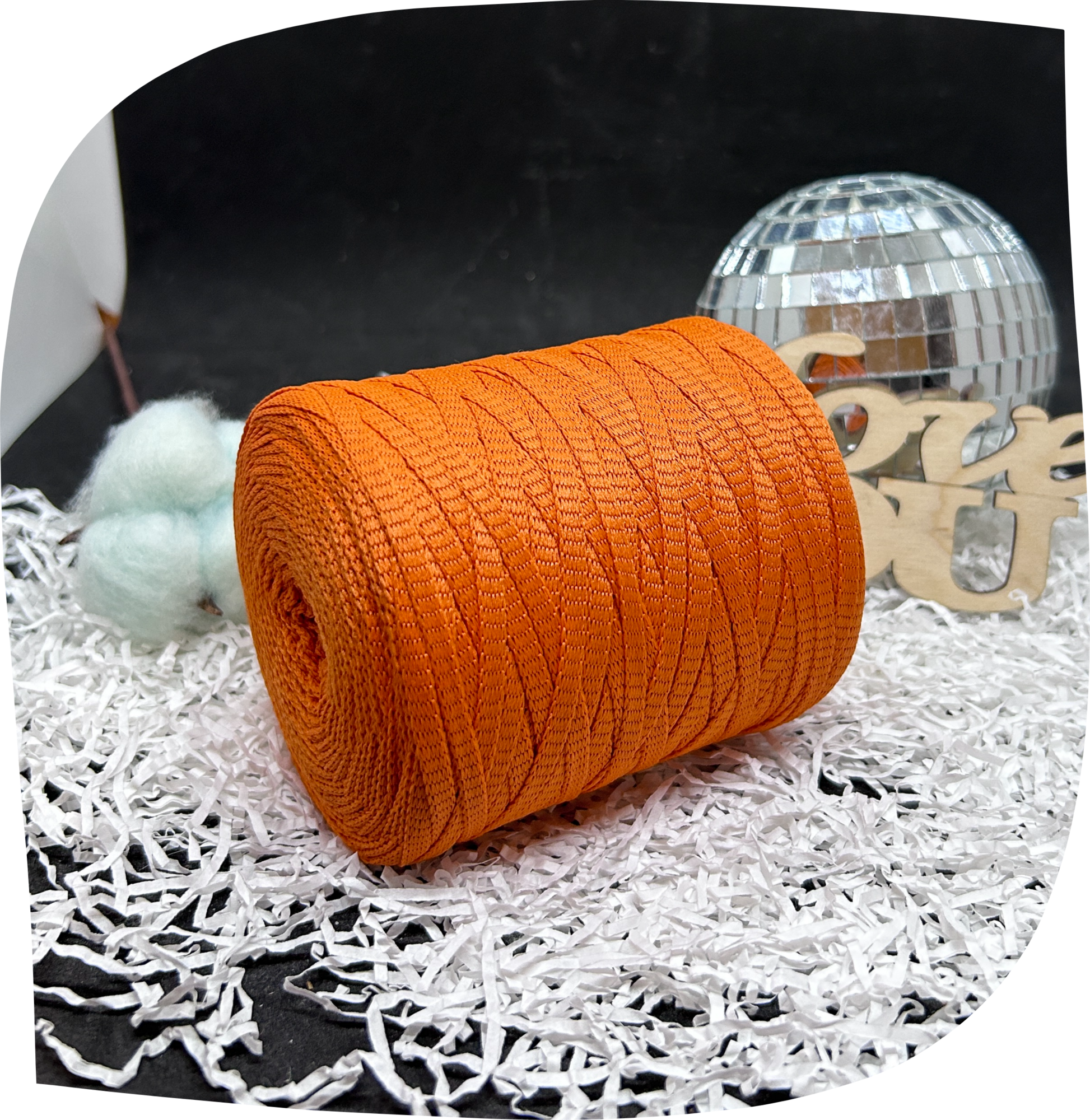 Шнур ПЭ вязаный плоский 5 мм, 200г, 140м,  3029 – оранжевый