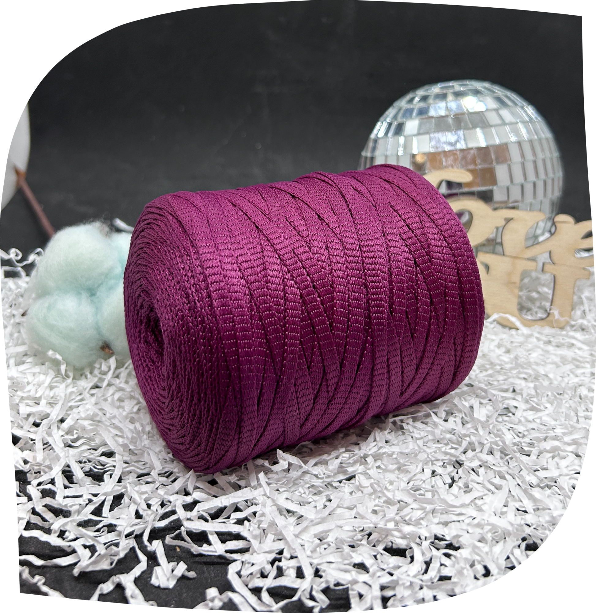 Шнур ПЭ вязаный плоский 5 мм, 200г, 140м,  3028 – слива