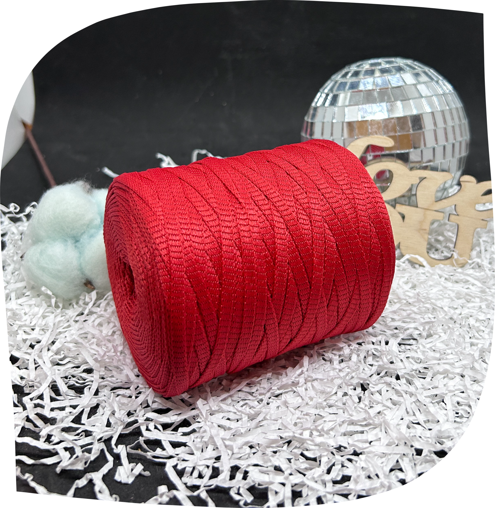 Шнур ПЭ вязаный плоский 5 мм, 200г, 140м,  3027 – красный