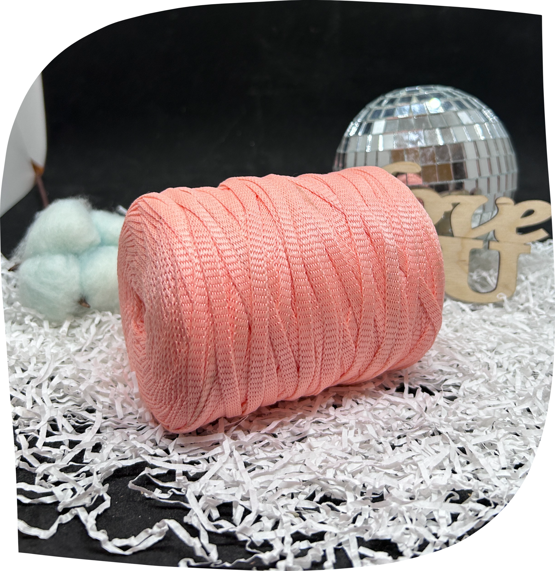 Шнур ПЭ вязаный плоский 5 мм, 200г, 140м,  3026 – розовый