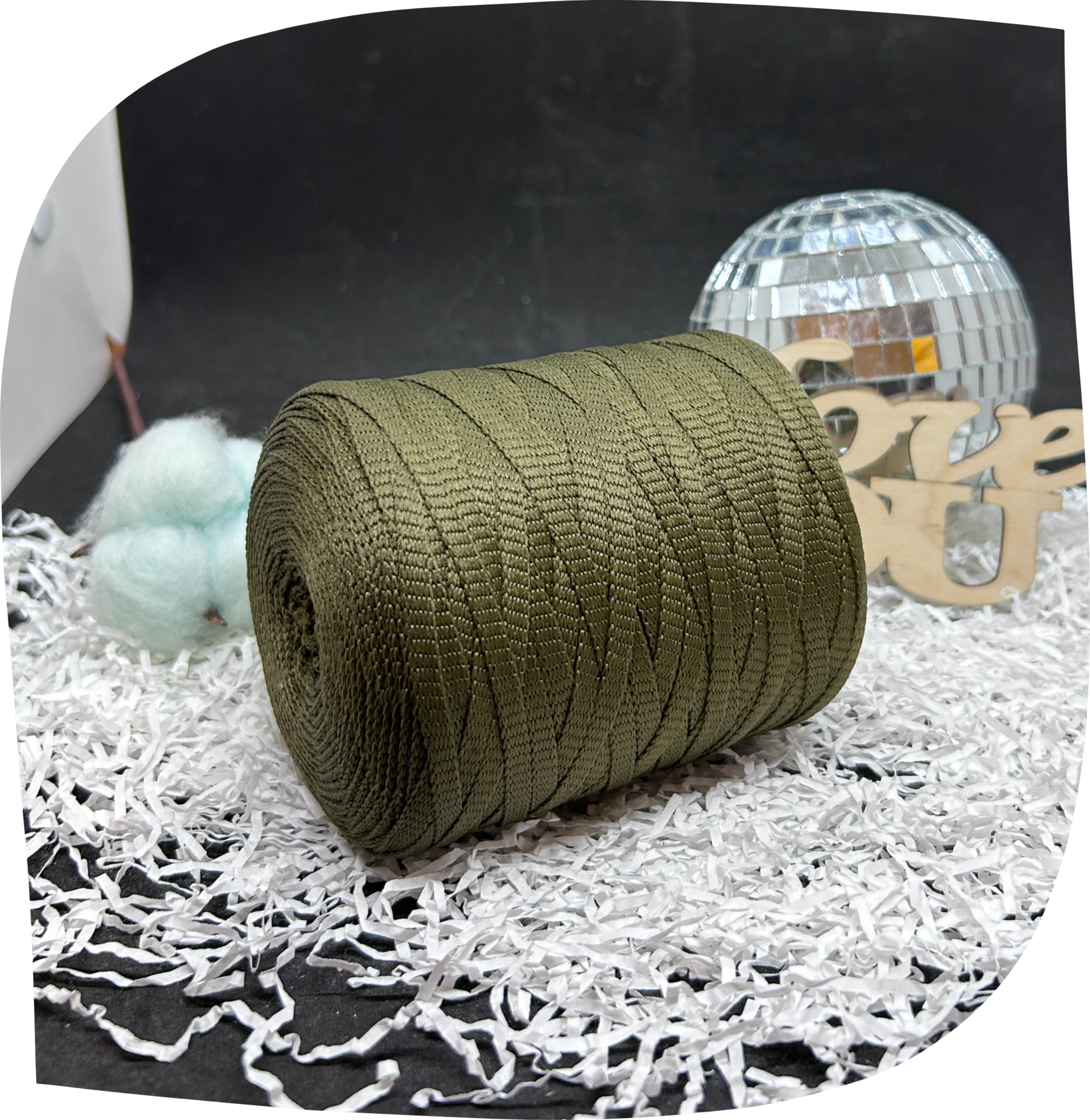 Шнур ПЭ вязаный плоский 5 мм, 200г, 140м,  3024 – олива