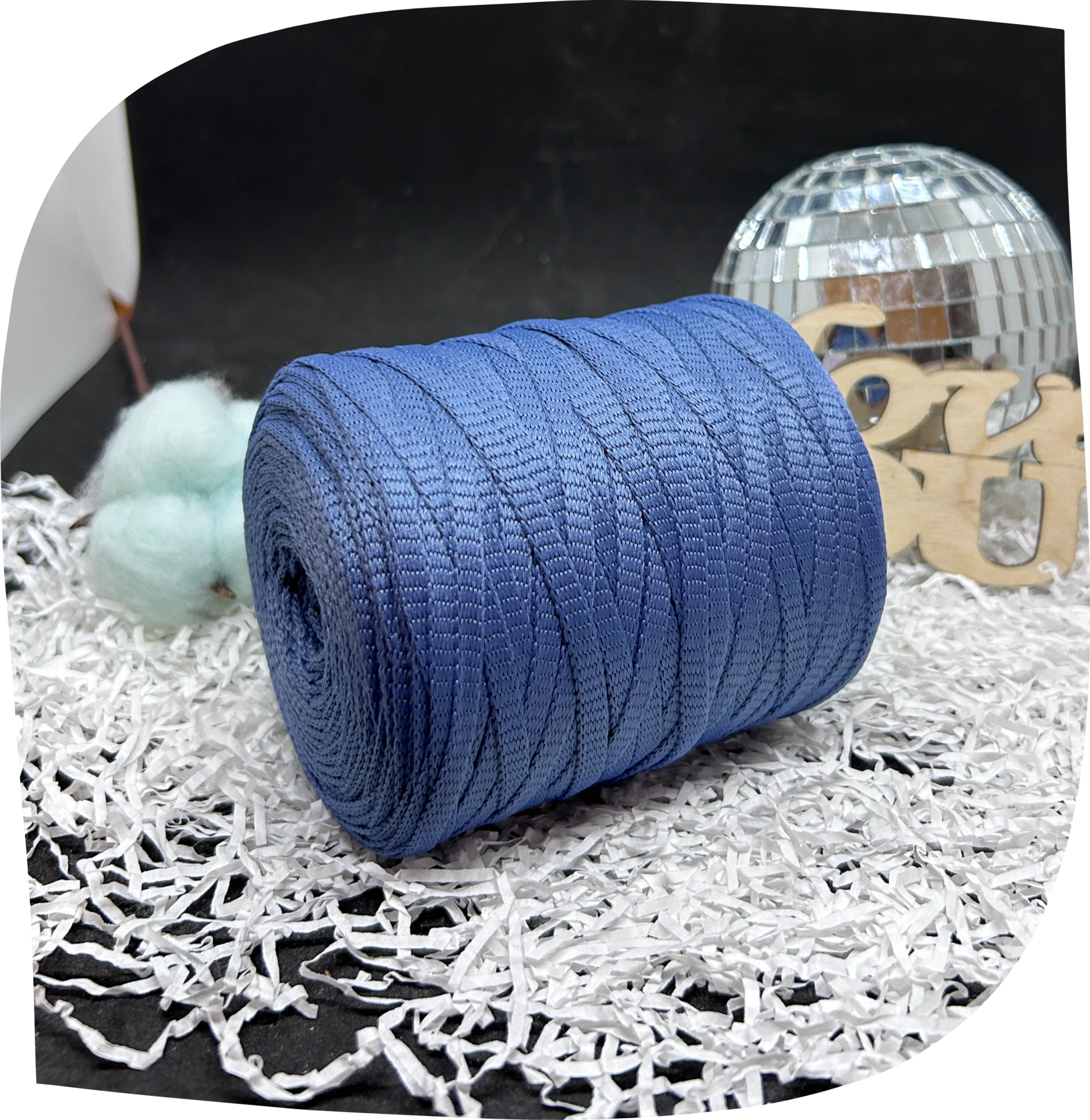 Шнур ПЭ вязаный плоский 5 мм, 200г, 140м,  3018 – джинс