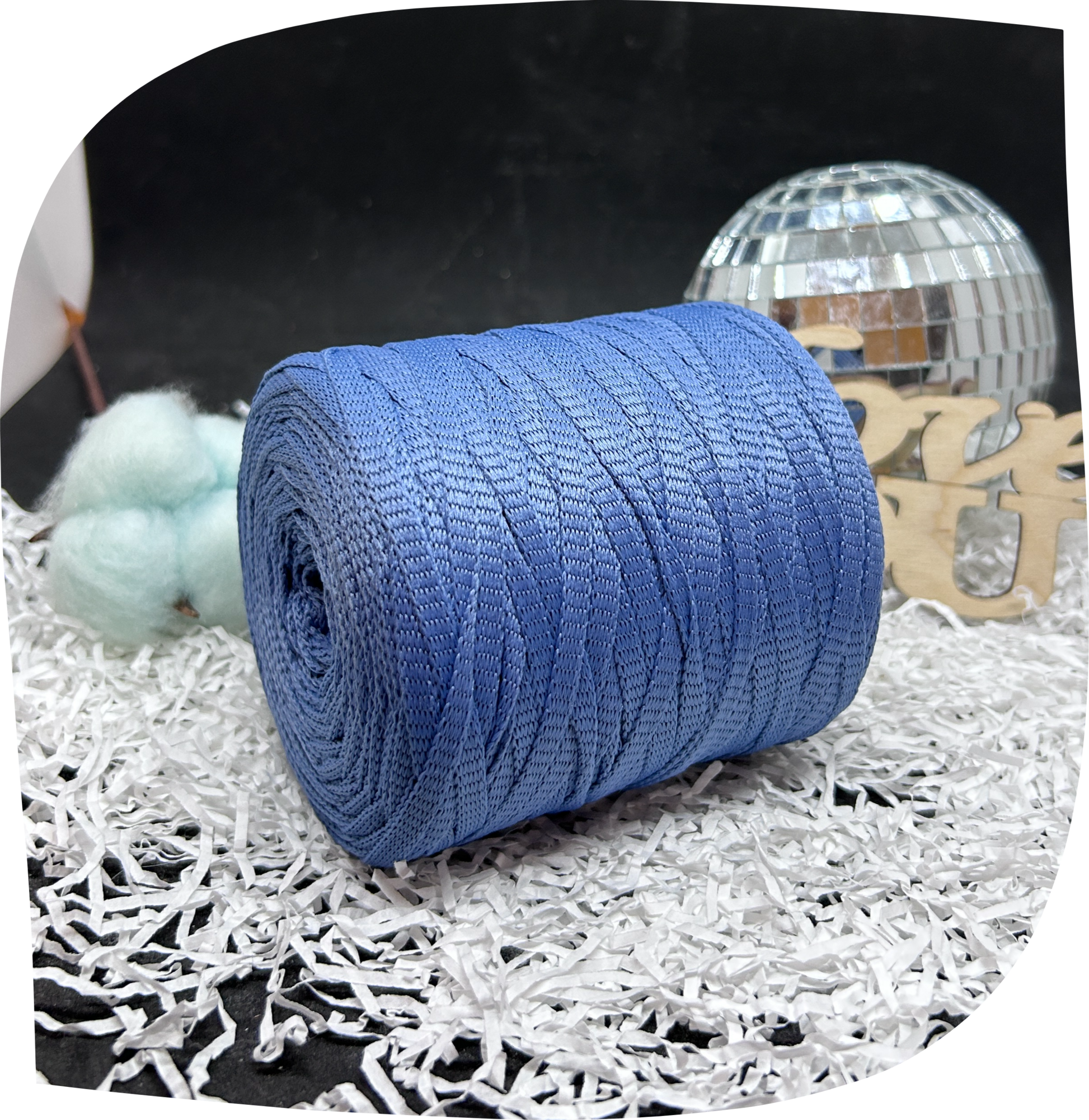 Шнур ПЭ вязаный плоский 5 мм, 200г, 140м,  3017 – серо-голубой