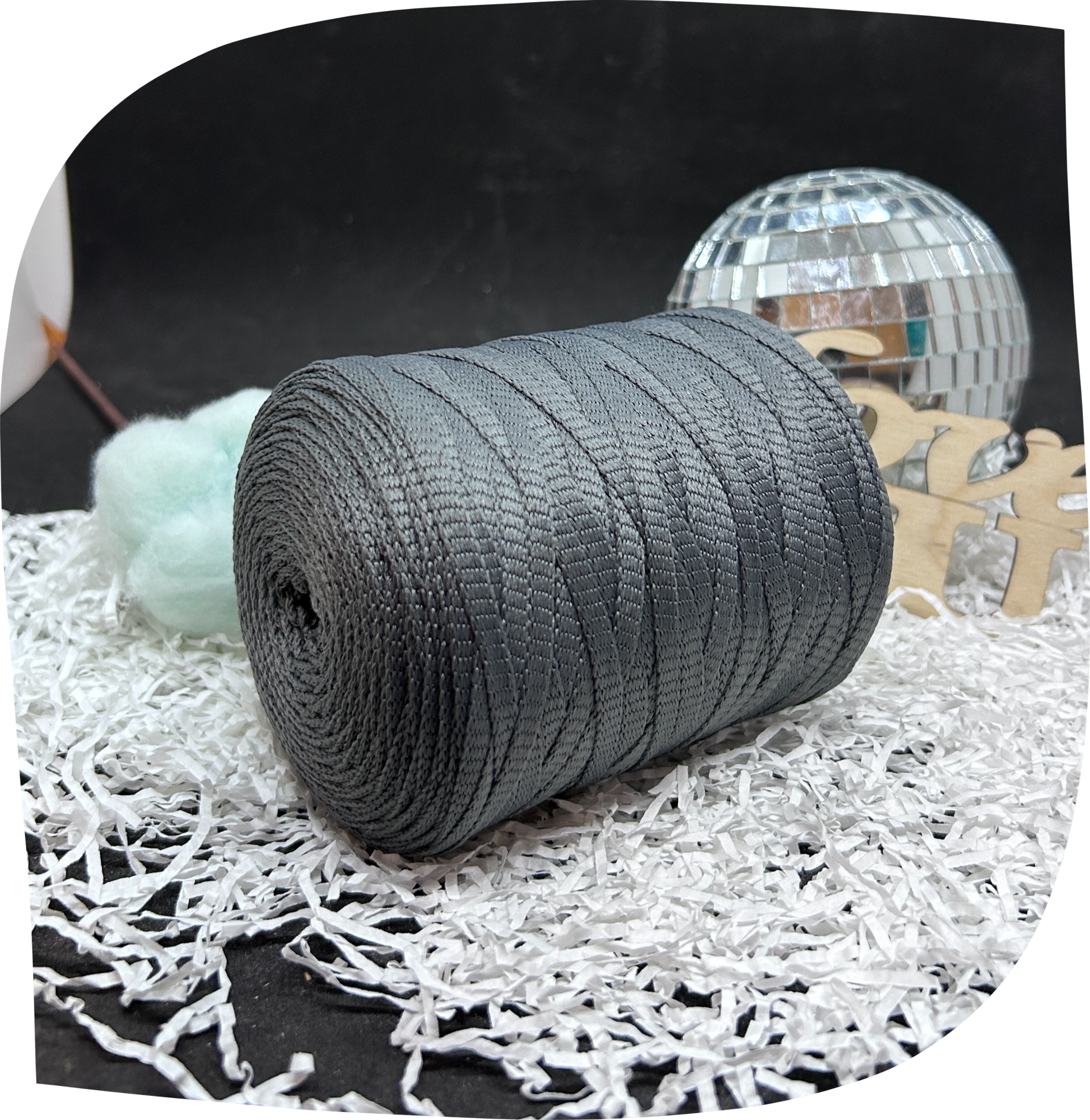 Шнур ПЭ вязаный плоский 5 мм, 200г, 140м,  3016 – сталь