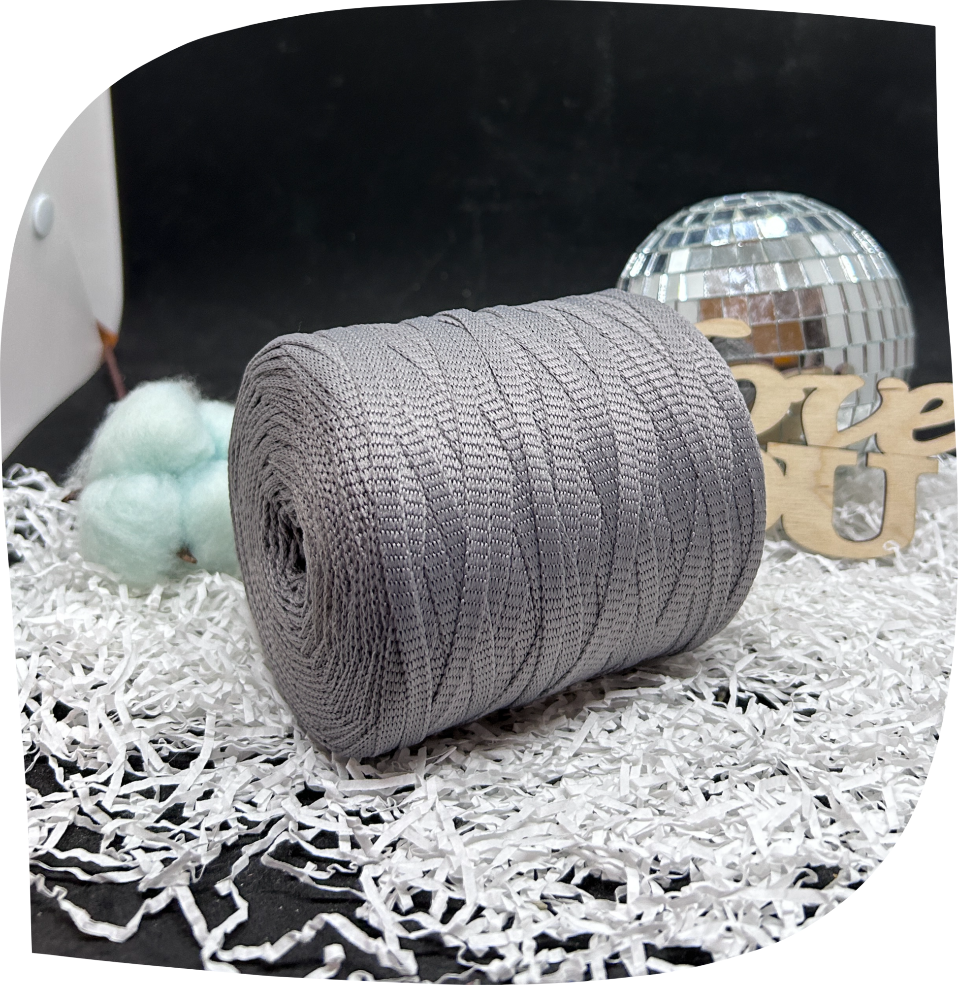 Шнур ПЭ вязаный плоский 5 мм, 200г, 140м,  3015 – серый