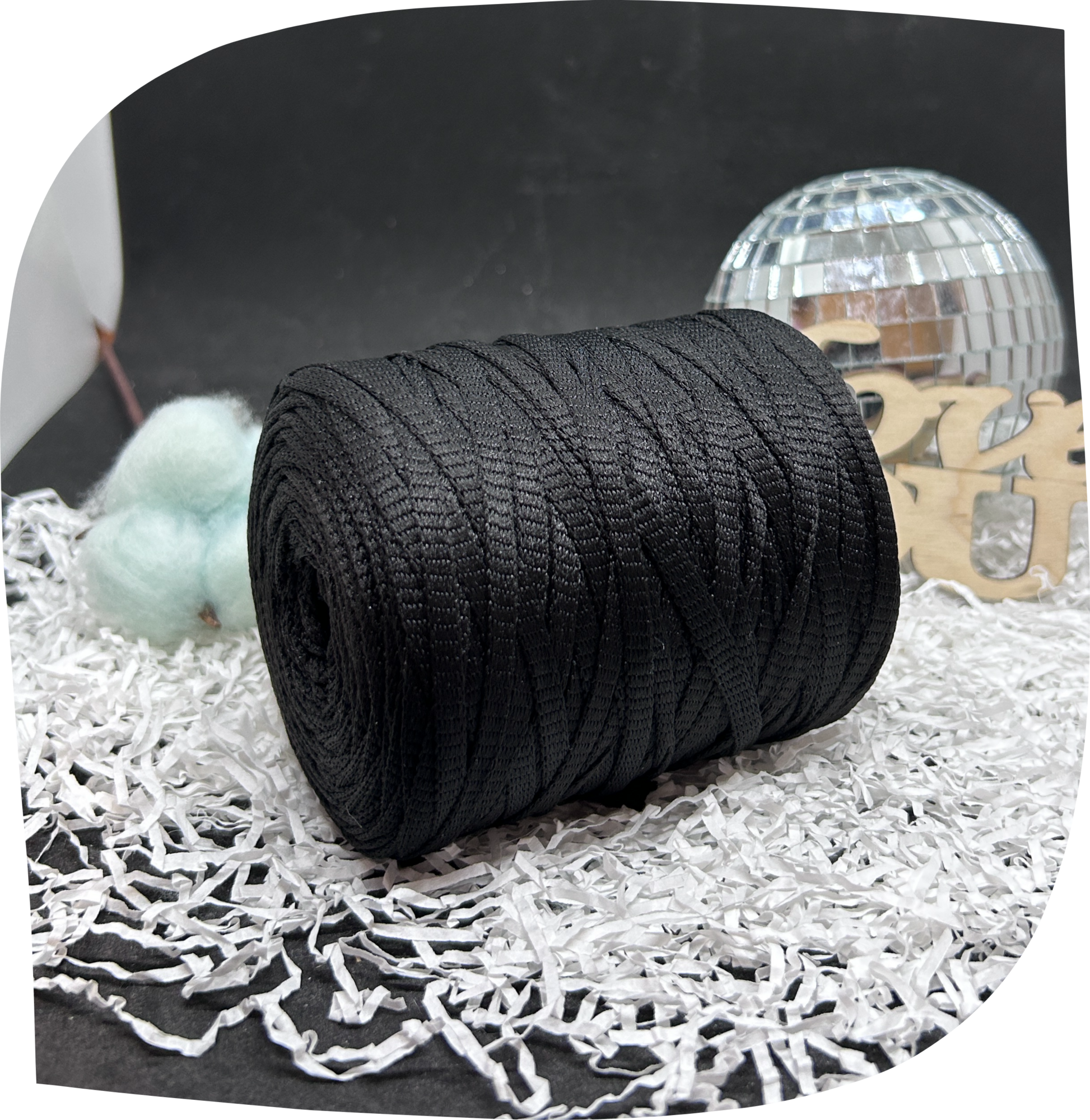 Шнур ПЭ вязаный плоский 5 мм, 200г, 140м,  3013 – черный