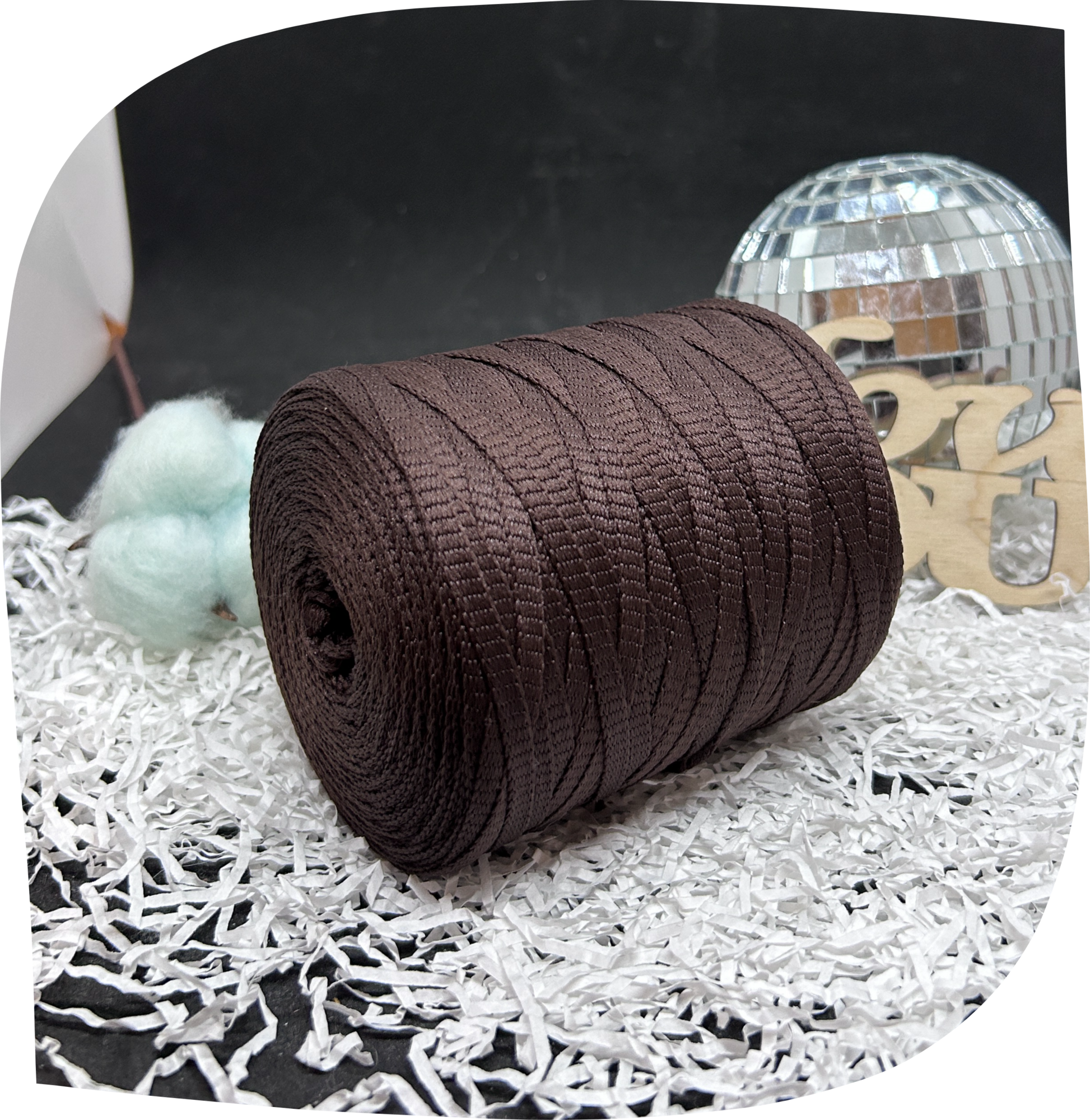 Шнур ПЭ вязаный плоский 5 мм, 200г, 140м,  3011 – шоколад