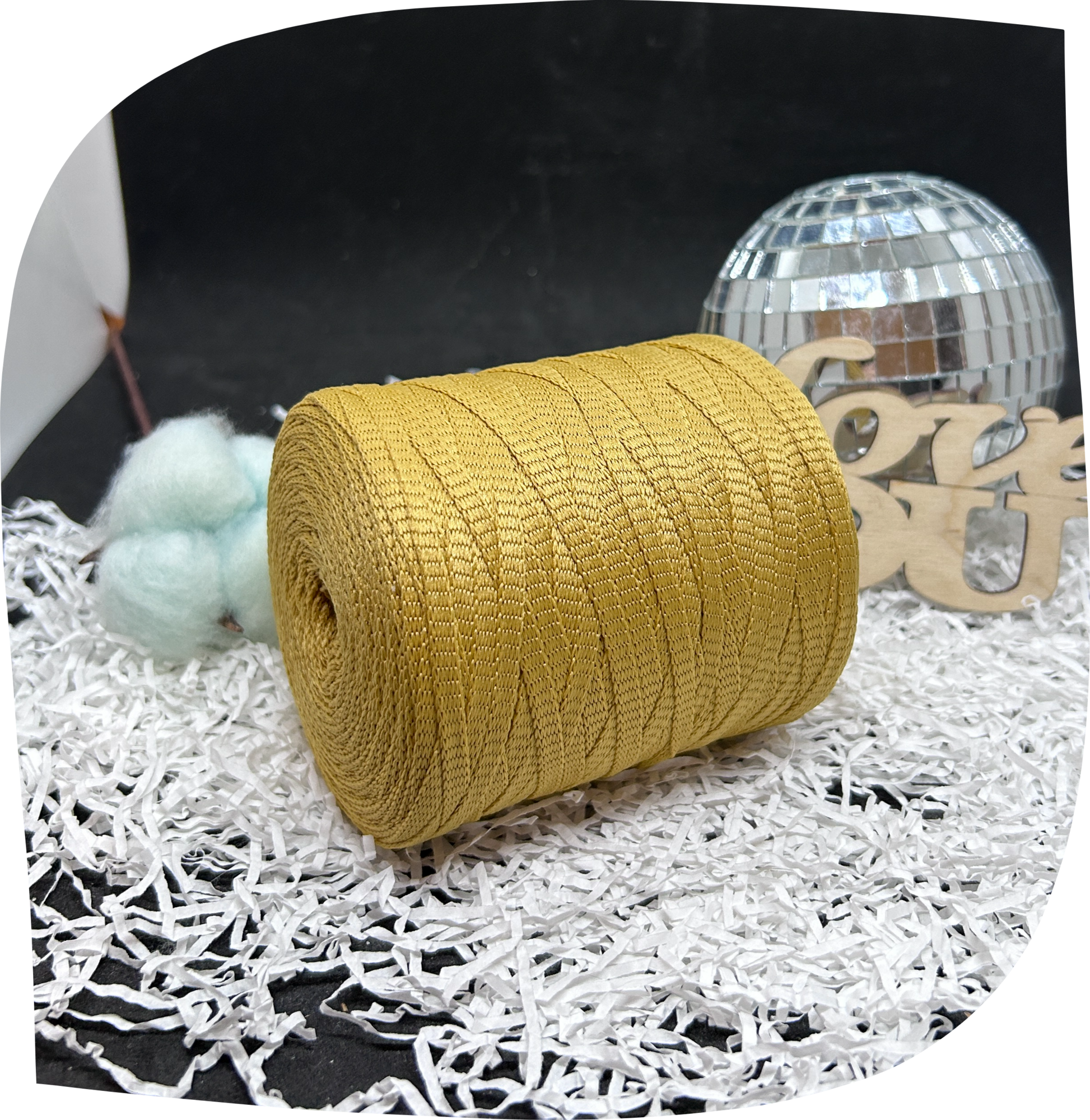 Шнур ПЭ вязаный плоский 5 мм, 200г, 140м,  3007 – золотой