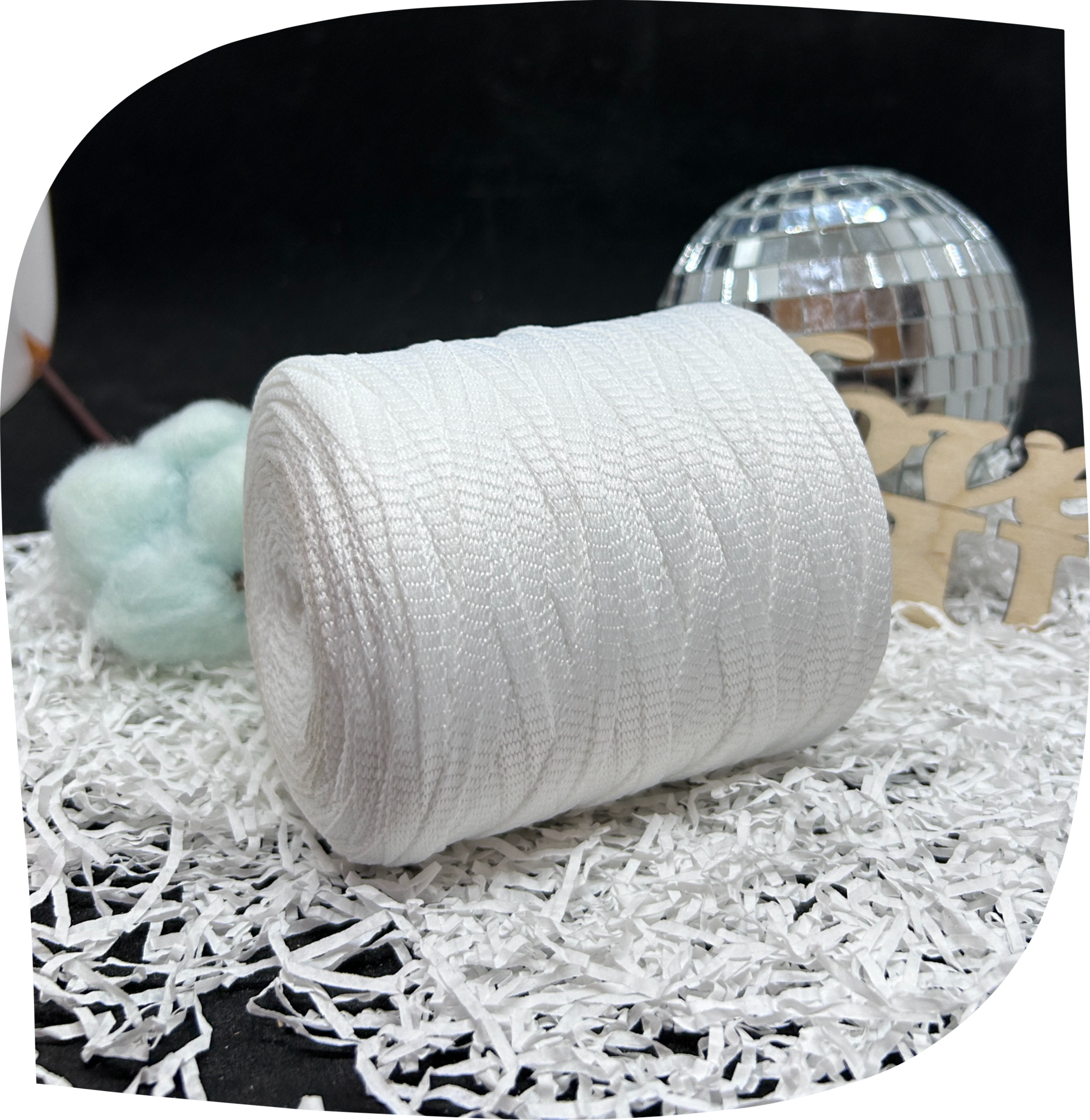 Шнур ПЭ вязаный плоский 5 мм, 200г, 140м,  3001 – белый