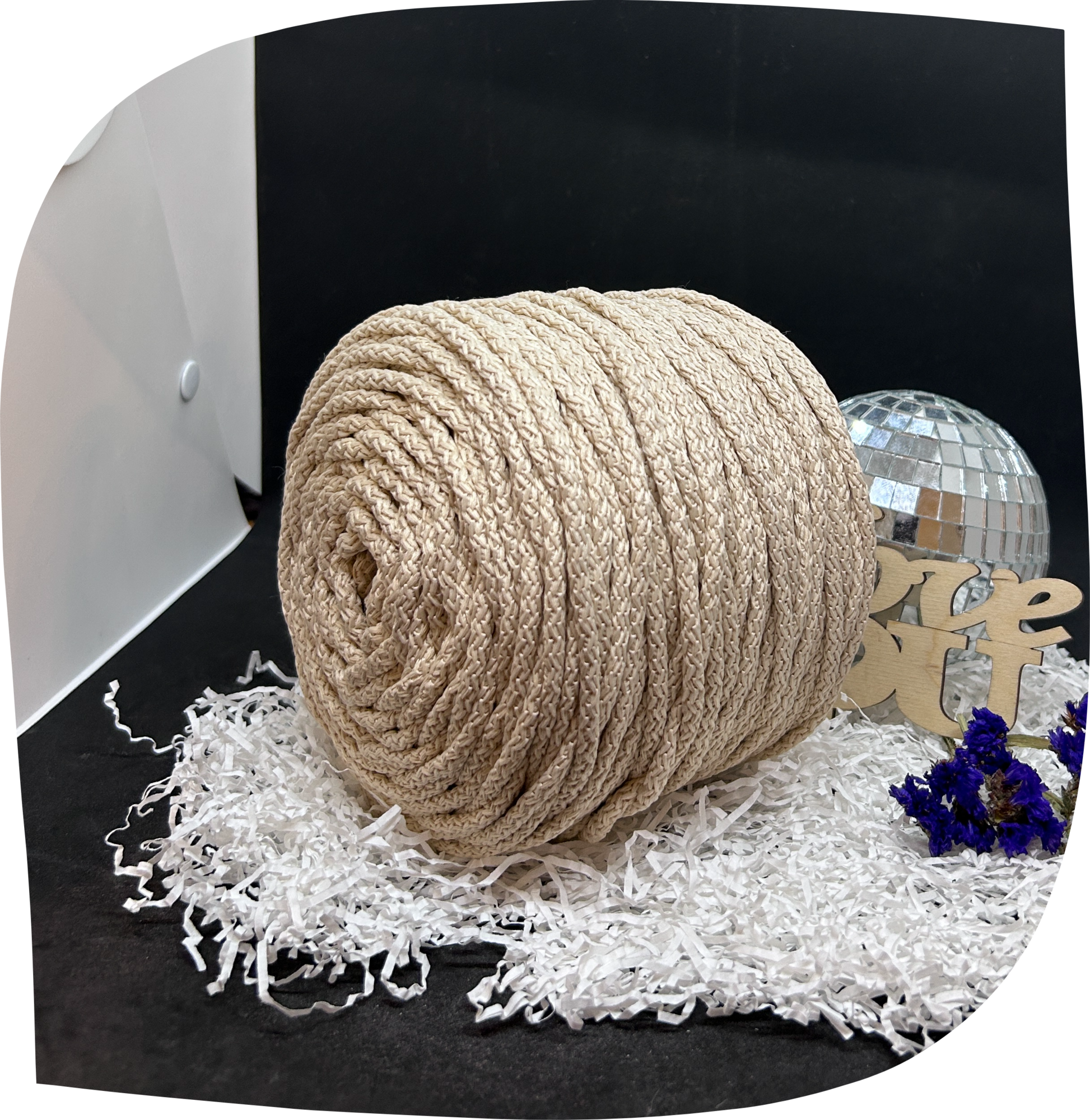 Шнур ПЭ вязаный 5 мм с сердечником, 800г, 100м,  6003 - светло-бежевый