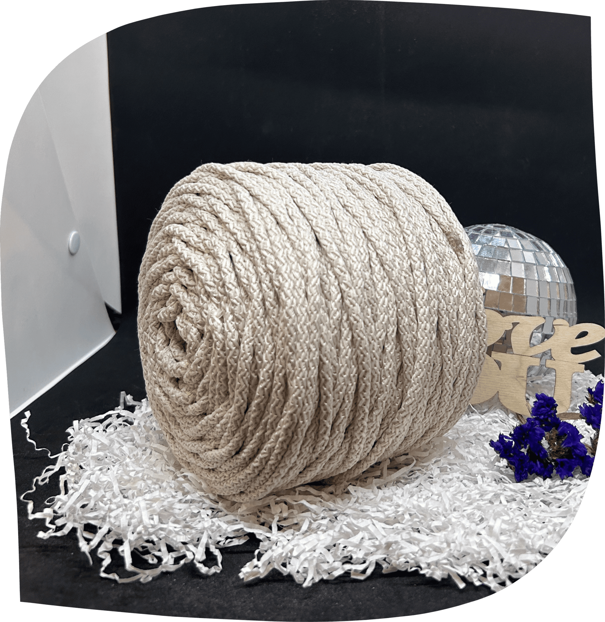 Шнур ПЭ вязаный 5 мм с сердечником, 800г, 100м,  6002 - молочный