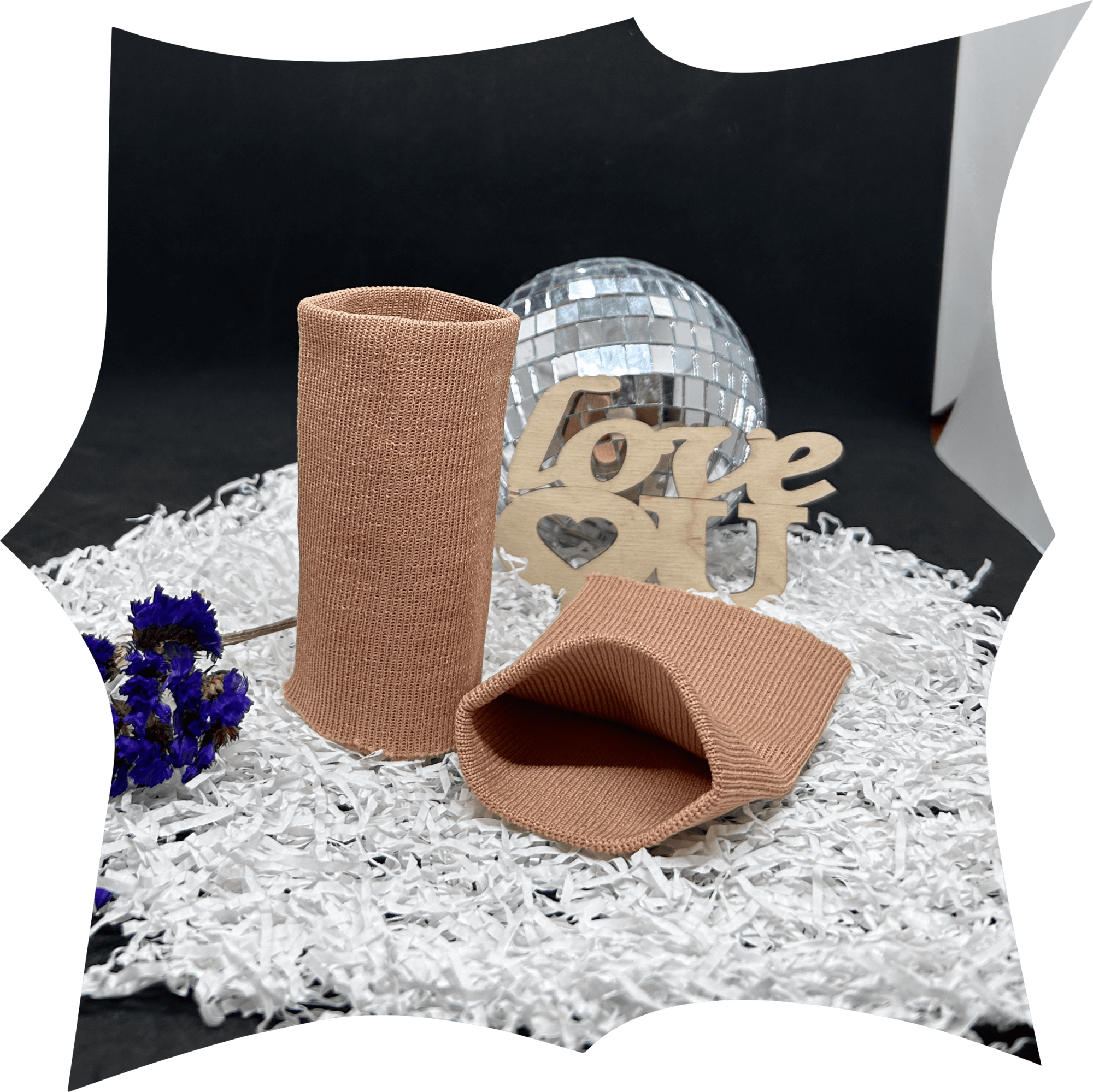 Манжет вязаный, комплект 7,5 см * 10 см, 19005 - розово-бежевый