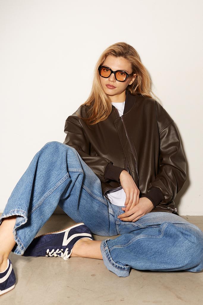 Бомбер из натуральной кожи