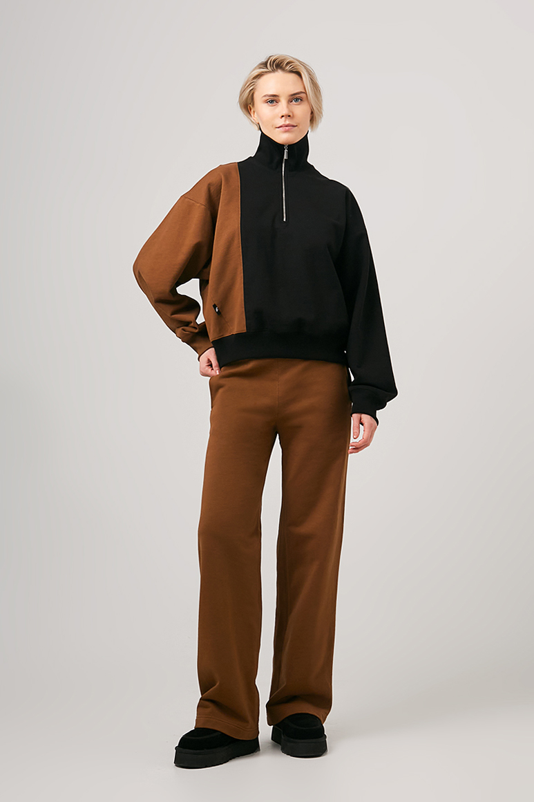 Брюки спортивные широкие коричневого цвета