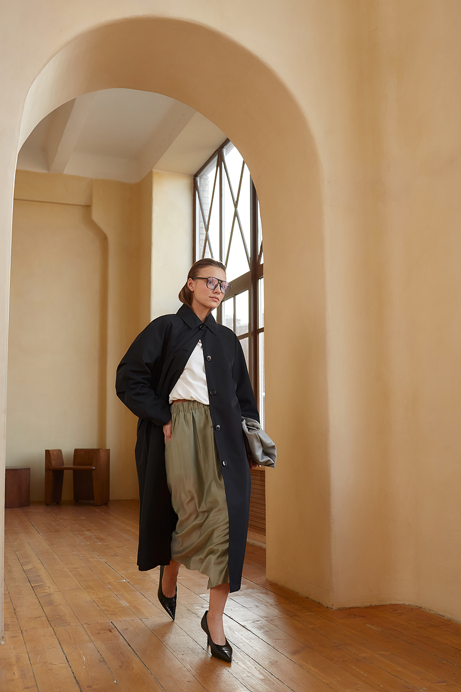 Тренч  SANDRA черного цвета