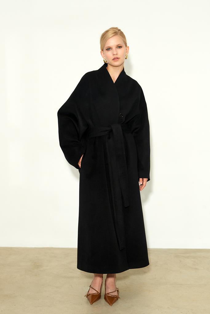 Пальто кимоно из шерсти с шелком
