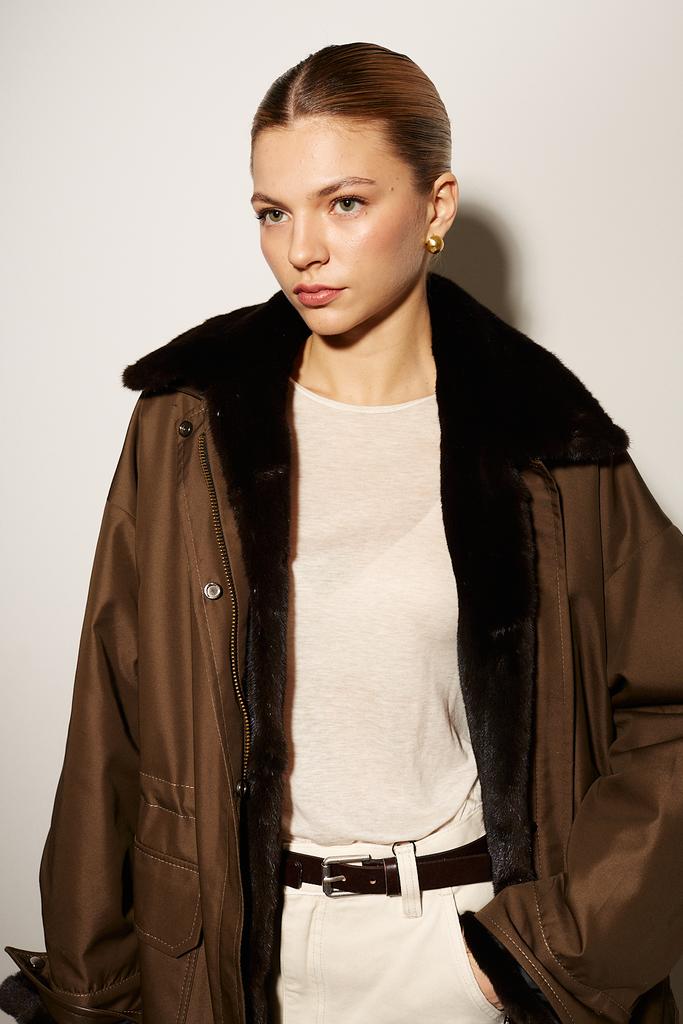 Куртка трансформер с подстежкой из меха норки