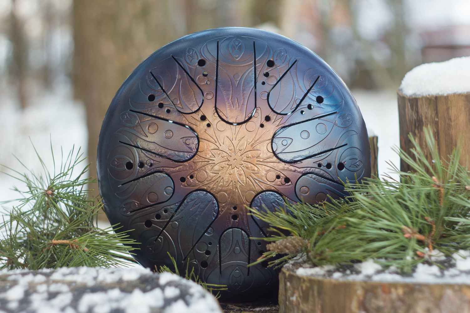2オクターブのタンクドラム Tank Drum Double-sided tank drum (steel tongue drum) | KosmoSky