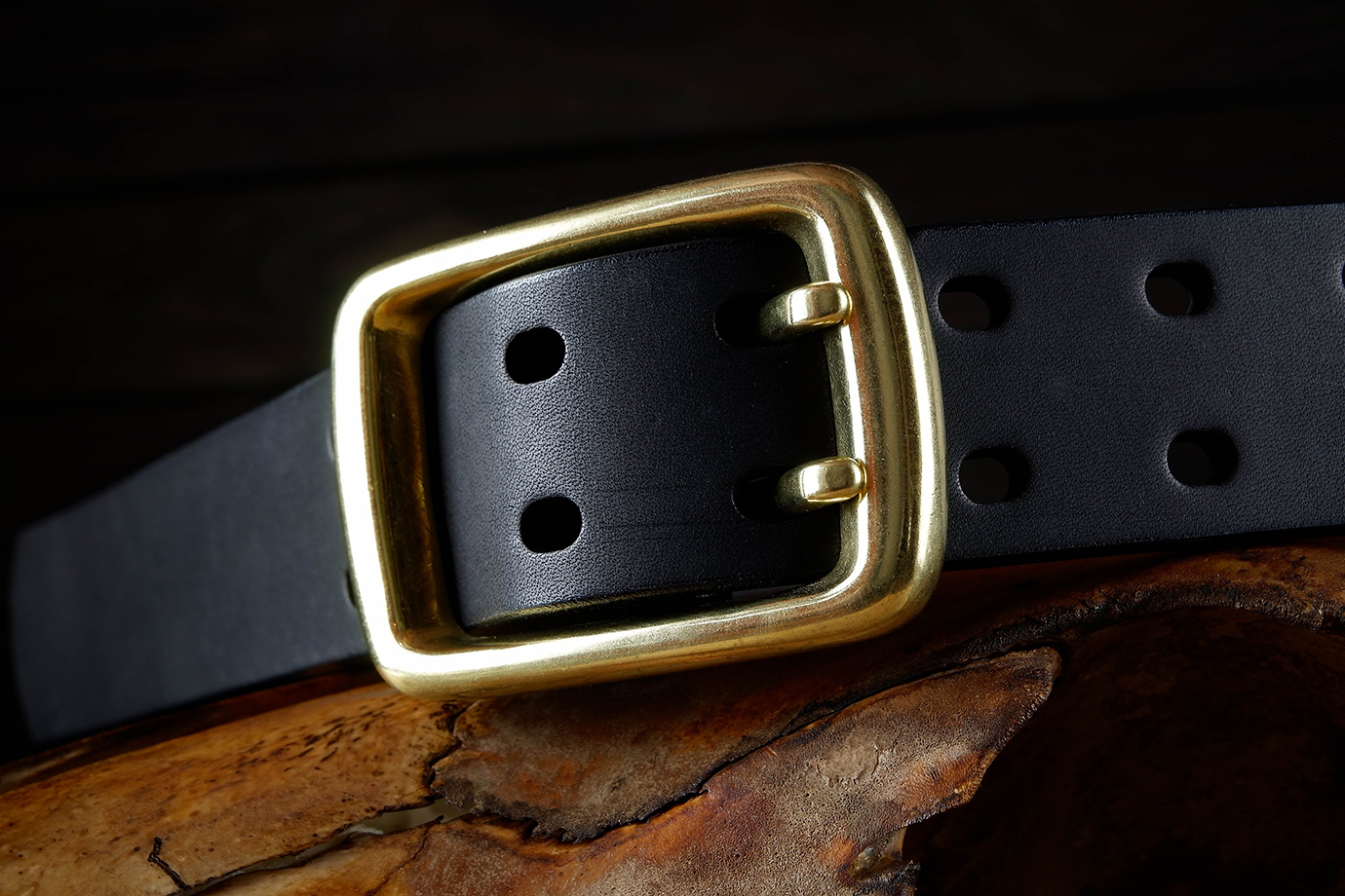 Ремень Garrison, черная японская кожа, литая латунь (JBS03)