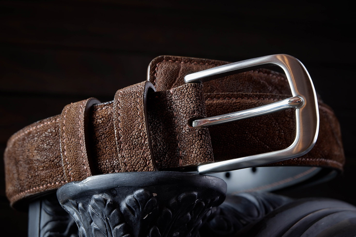 мужской ремень, кожаный ремень, для джинсов, для брюк, коричневая кожа, пряжка нержавеющая сталь,  ширина 40 мм, 4 см, ручная работа, Grossone, надежная пряжка, натуральная кожа, экзотическая кожа, необычная кожа, редкая кожа, ручная прошивка, брючный, джинсовый ремень, классический ремень, купить ремень, заказать ремень, ремень под заказ, ремень большой размер, кожа слона, необычный ремень