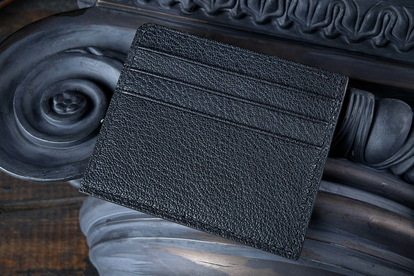 мужской картхолдер, черная кожа, кожа козы, французская кожа, Hermes, заказать картхолдер, купить картхолдер, картхолдер под заказ, ручная прошивка, ручная работа