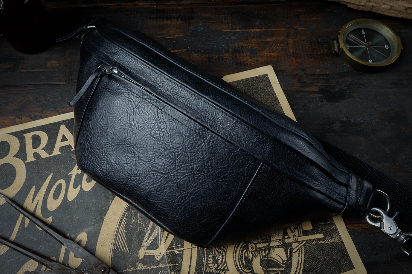 поясная сумка,  мужская сумка, черная кожа, итальянская кожа, бычья кожа, заказать сумку, купить сумку, ручная работа, натуральная кожа, сумка боливар, Grossone, фурнитура нержавеющая сталь, подклад канвас, итальянский канвас