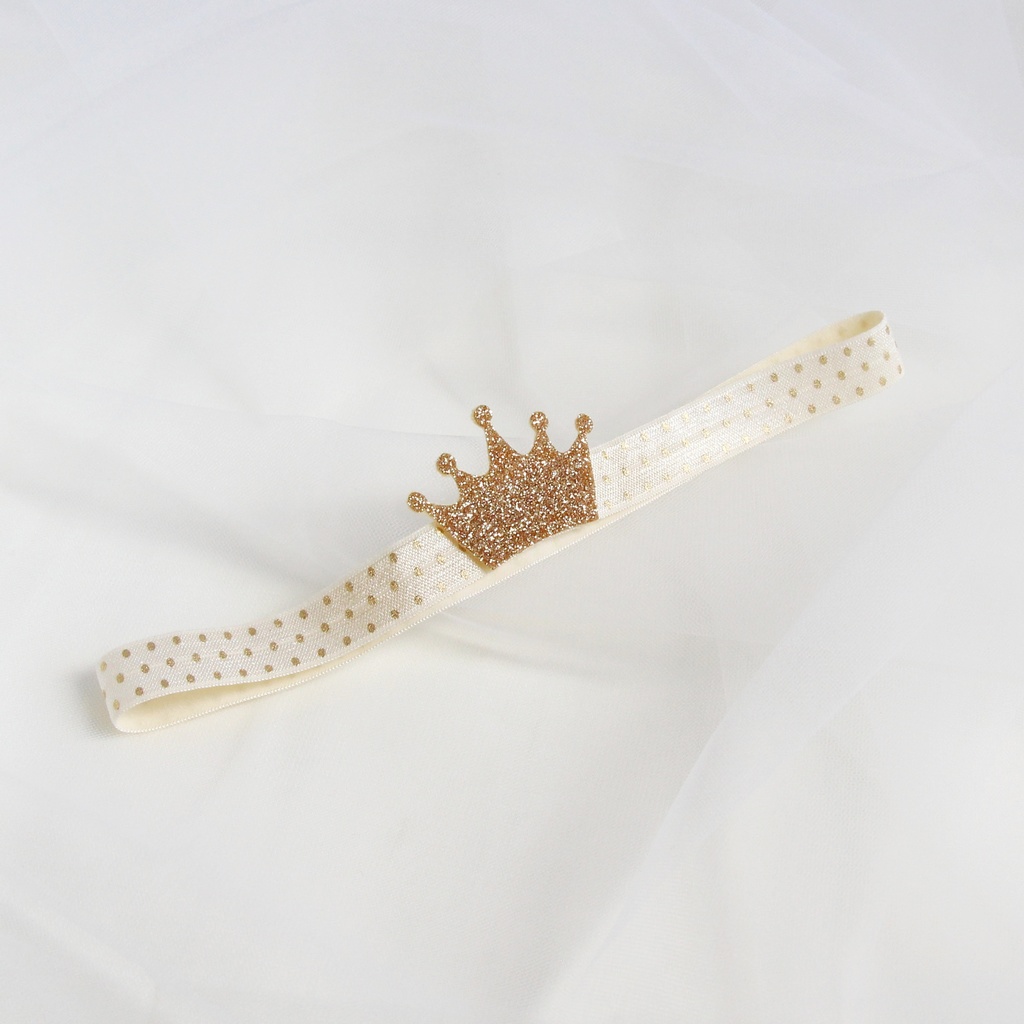 Повязка на голову "Золотая корона" мини на повязке с горохом