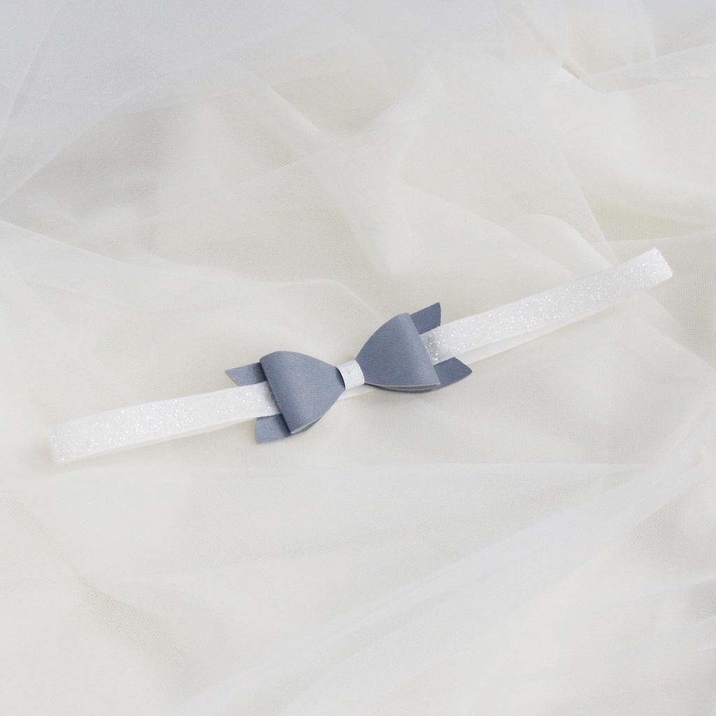 Повязка на голову "Бантик" цвет серо-голубой