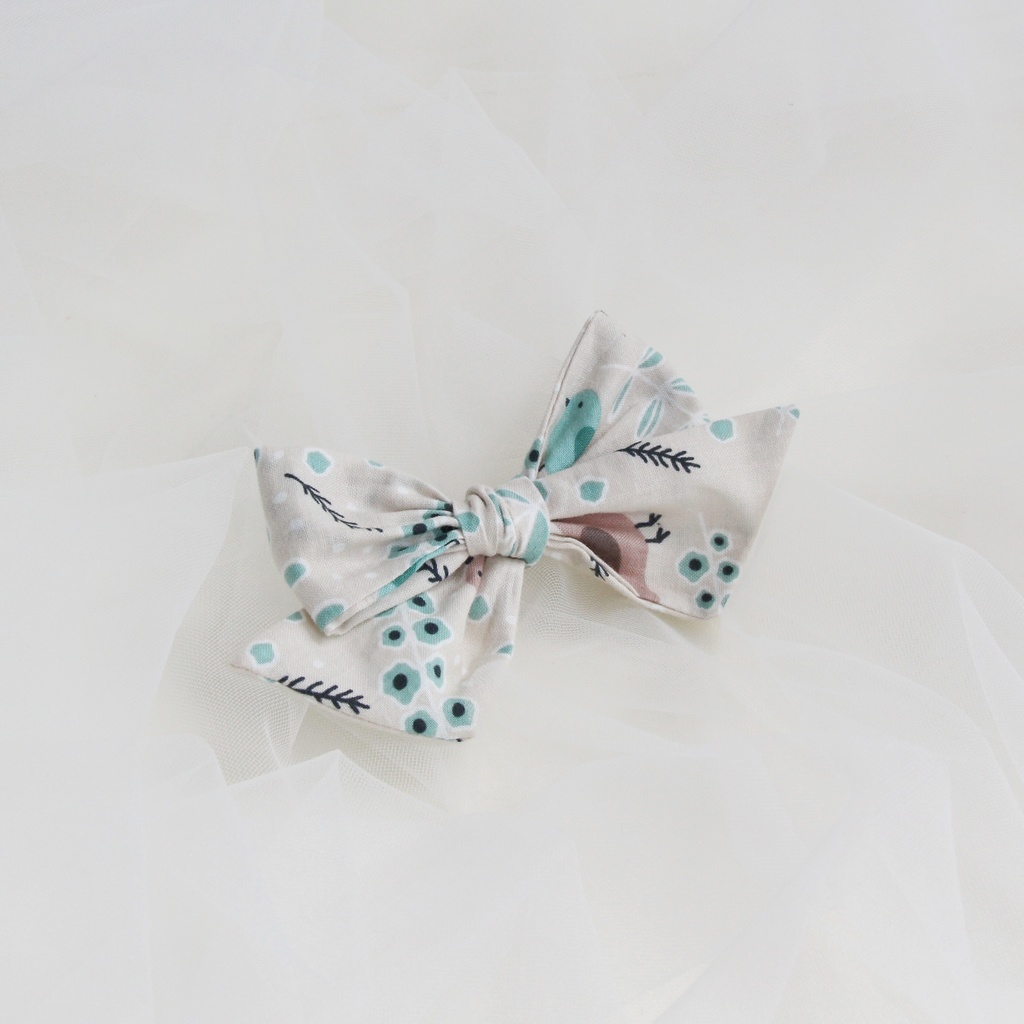 Заколка зажим "Хлопковый бант" птицы