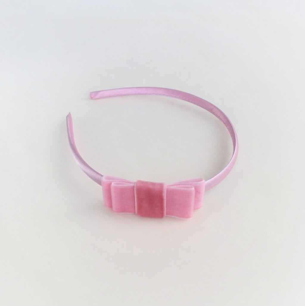 Ободок "Бархатный бант" розовый