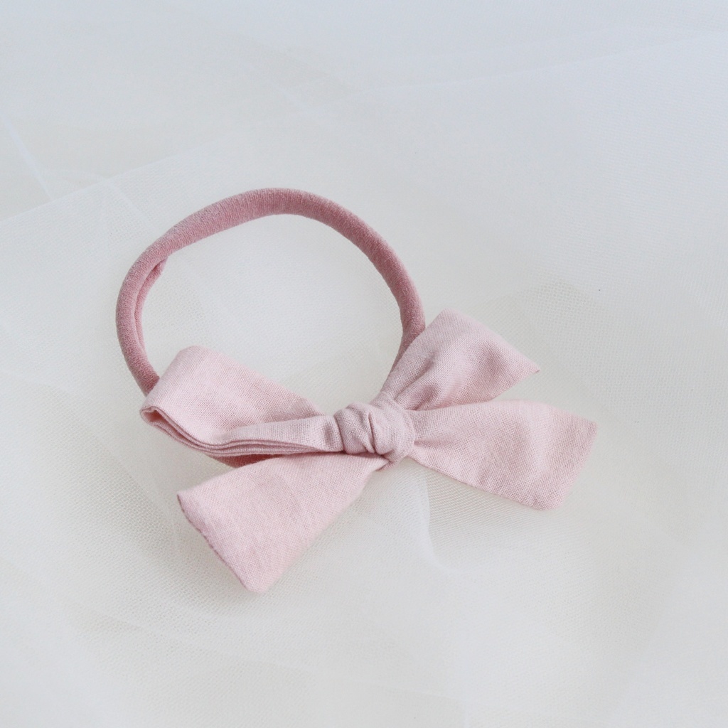 Повязка на голову "Хлопковый бант" светло-розовый