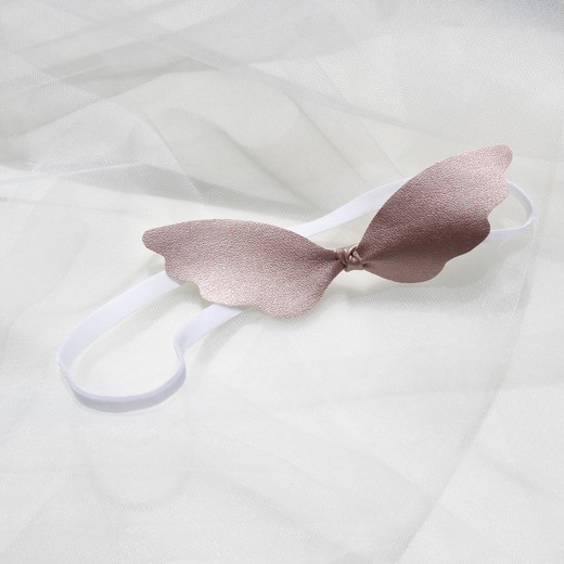 Повязка на голову "Крылья ангела" цвет розовое золото на белой бархатной резиночке