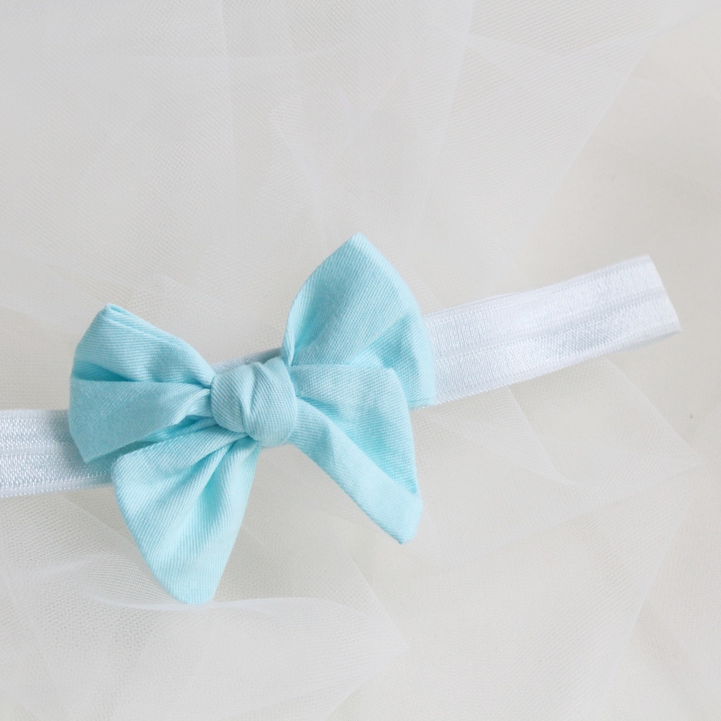 Повязка на голову "Хлопковый бант" цвет небесно-голубой