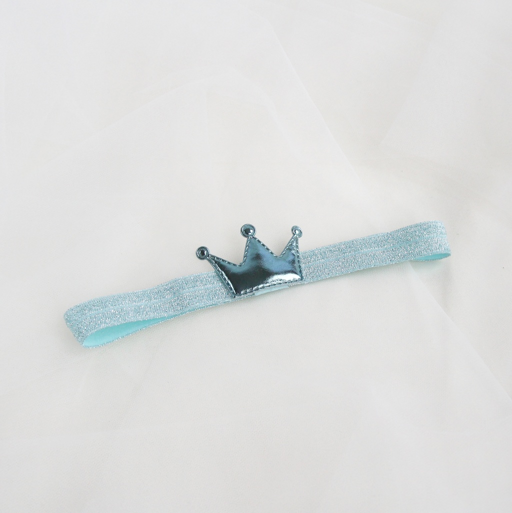 Повязка на голову "Корона" голубой на блестящей резиночке